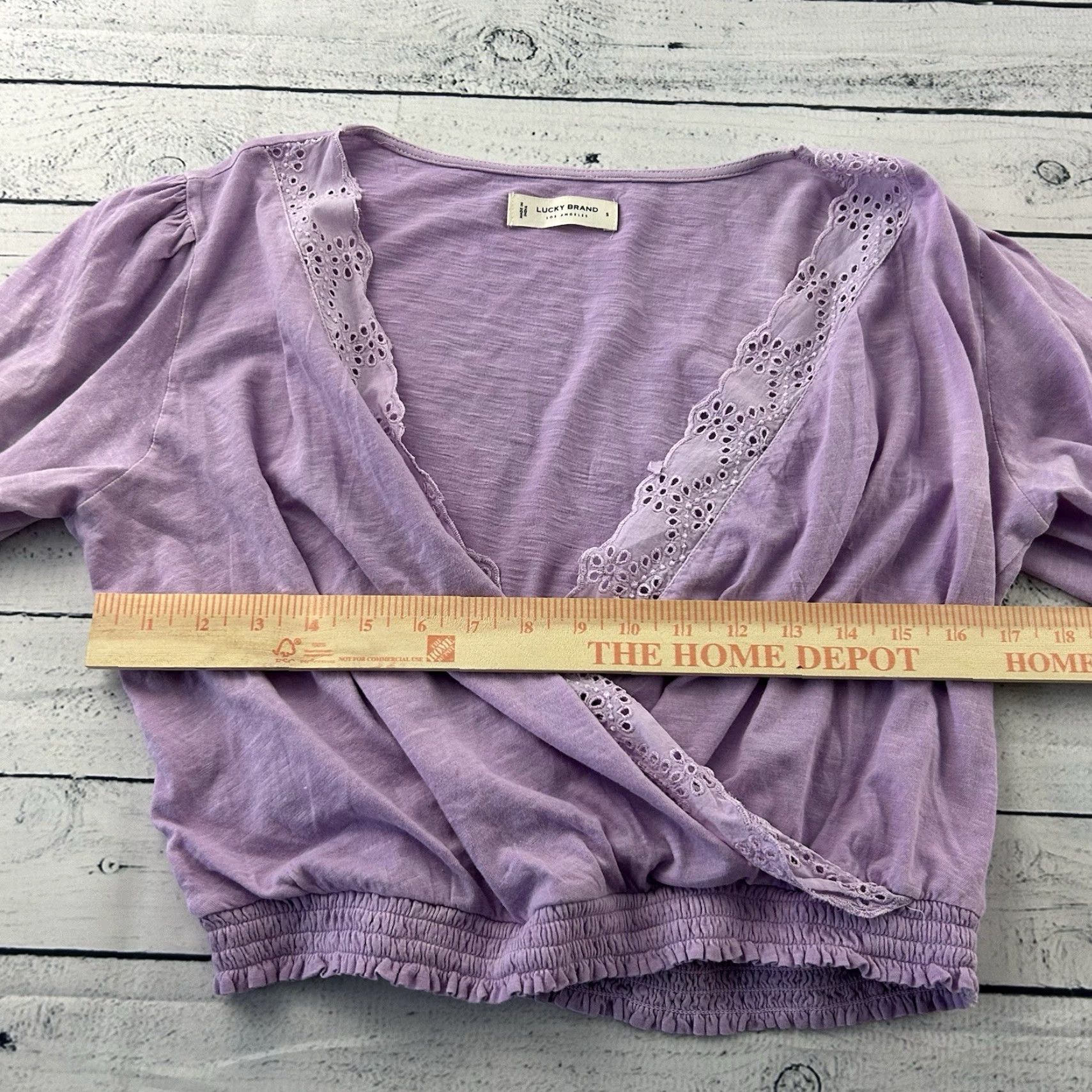 Lucky Brand Lucky Brand Lucky Eyelet Cross Front Long Sleeve Top Blouse Purple S Womens Girls (adapted sizing) Size S / US 4 / IT 40 - 4 Thumbnail