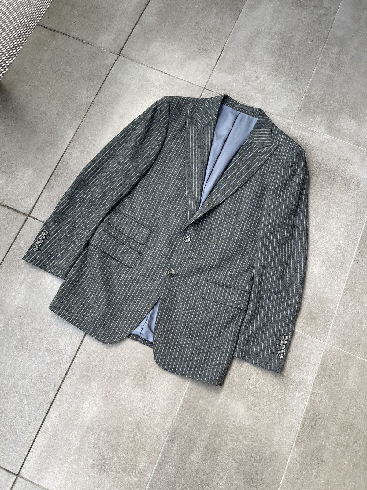 Suitsupply SS12 Suitsupply White Striped Grey Wool Casual Blazer Size 42S - 6 Thumbnail