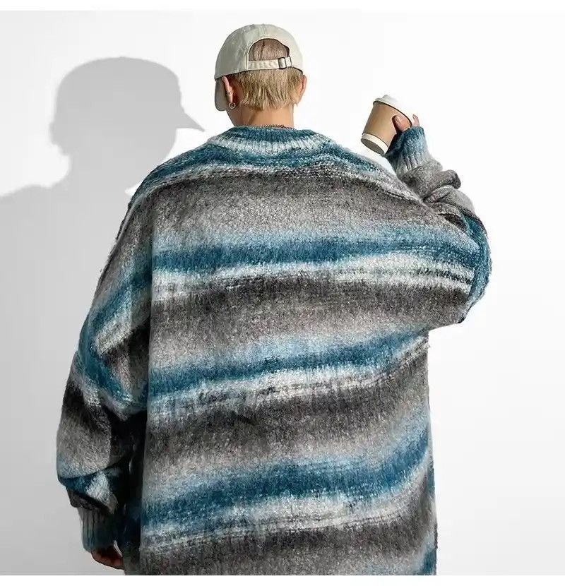 Japanese Brand Striped Sweater Casual Elastic Cardigan Size US L / EU 52-54 / 3 - 3 Thumbnail