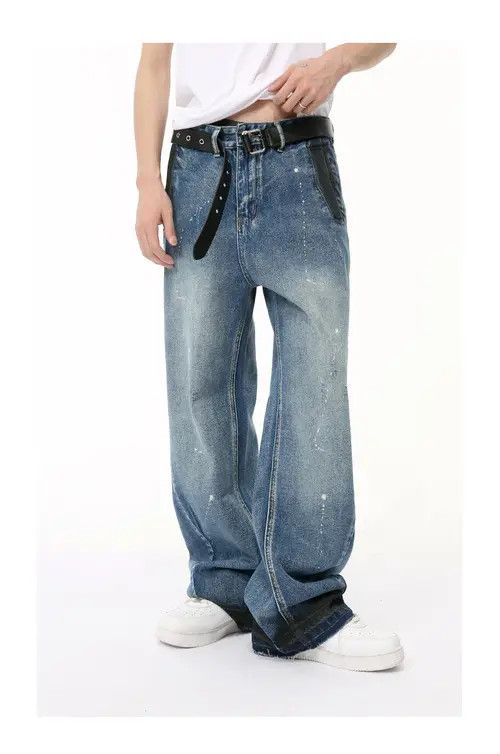Other Vintage Washed Blue Graffiti Straight Jeans Size US 32 / EU 48 - 8 Thumbnail