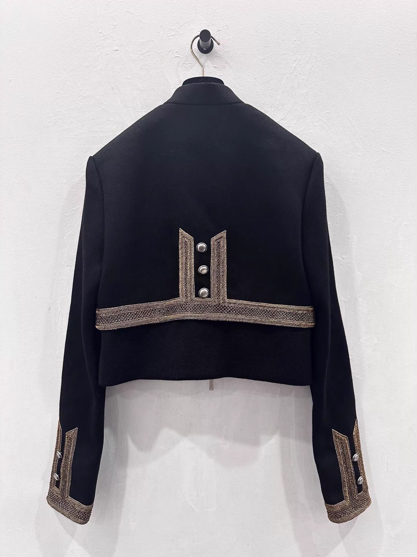Yves Saint Laurent YSL Black Wool Baroque Blazer 38 Silver Buttons Metal Logo Size S / US 4 / IT 40 - 2 Thumbnail
