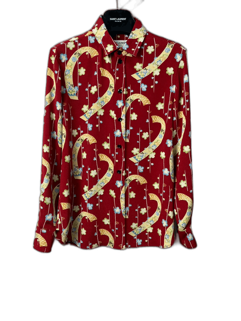 Saint Laurent Paris Saint Laurent Floral Print Long Sleeve Shirt-2507 Size US M / EU 48-50 / 2 - 5 Thumbnail