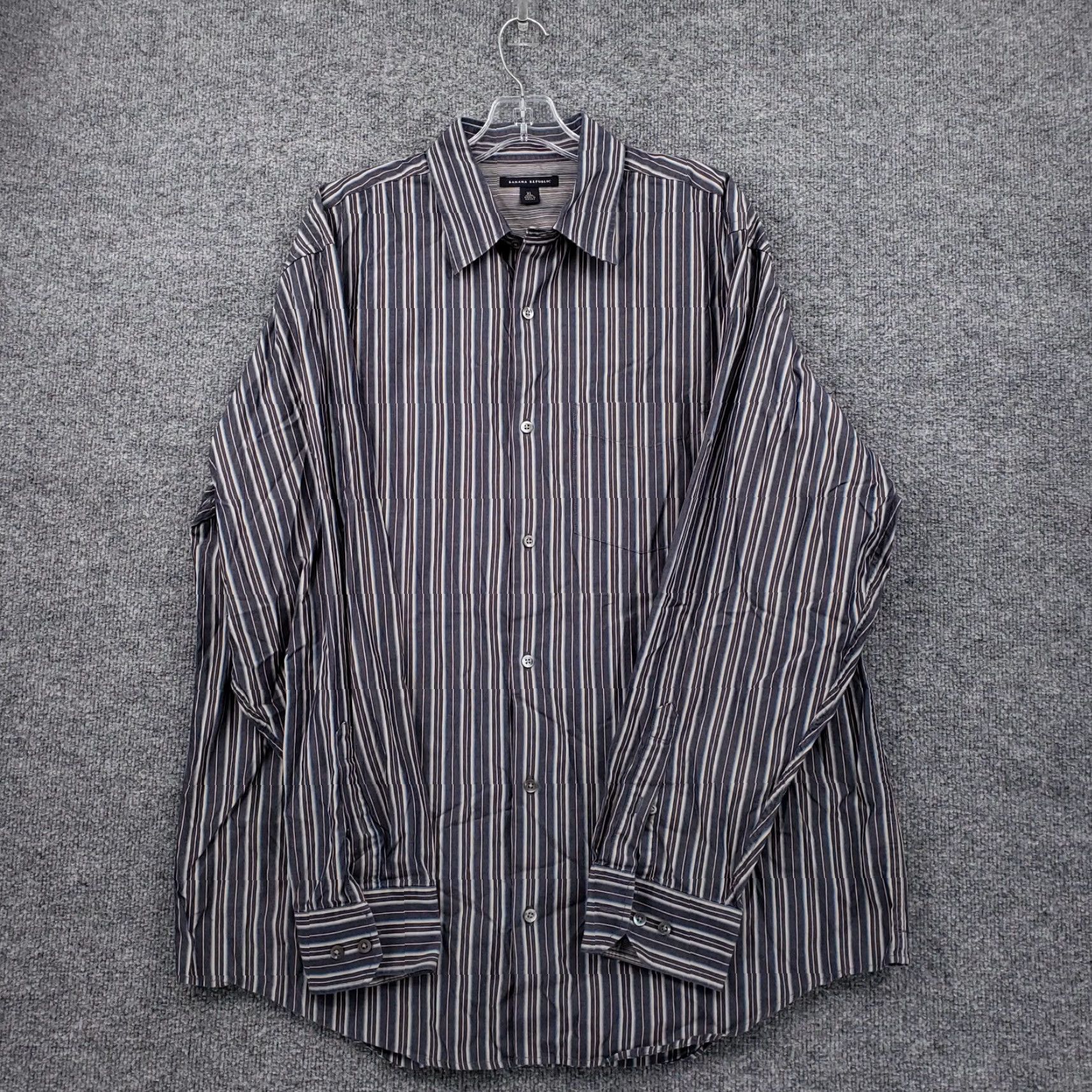 Banana Republic Banana Republic Shirt Mens XL Button-Up Long Sleeve Blue Striped Collared Size US XL / EU 56 / 4 - 2 Thumbnail