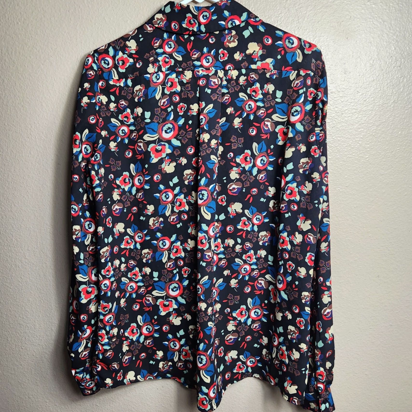 Vintage WAYF Womens Black Floral Collared Buttonfront Blouse-Size M Size M / US 6-8 / IT 42-44 - 5 Thumbnail
