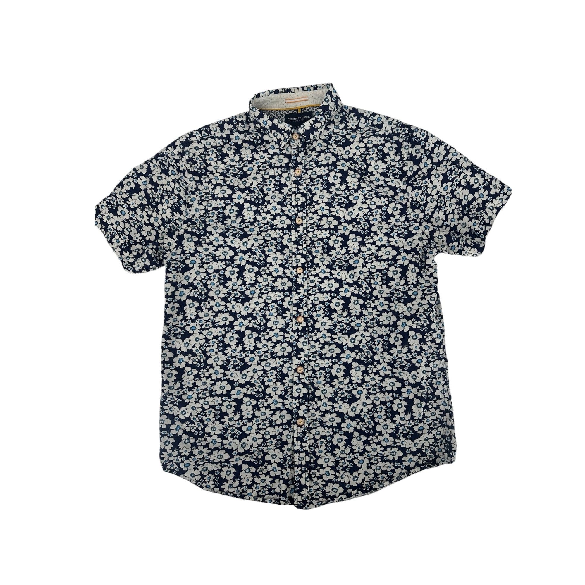 Other Denim & Flower Ricky Singh Slim Fit Floral Shirt Medium Navy Size US M / EU 48-50 / 2 - 3 Thumbnail