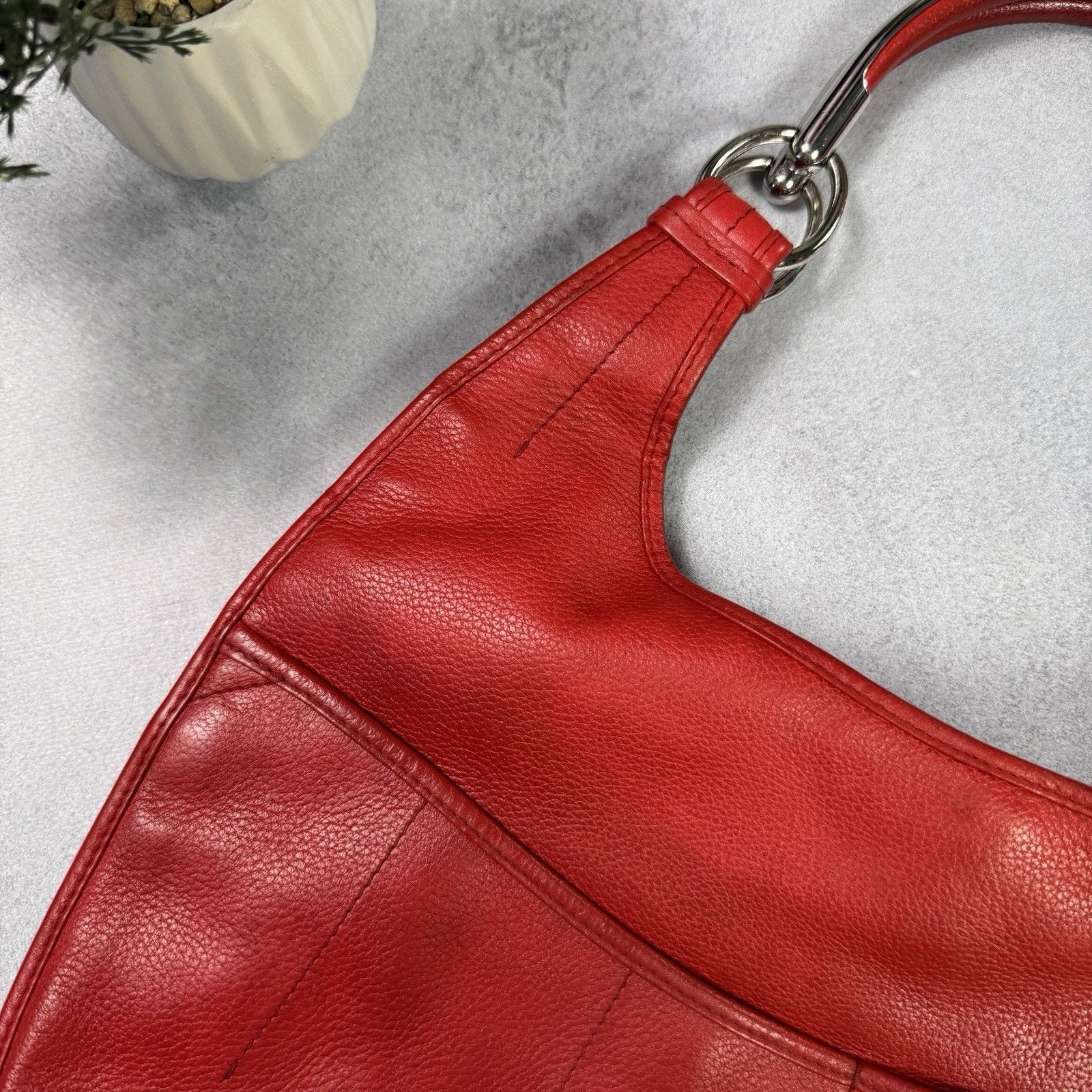Christian Dior Red Leather Medium 61 Tote