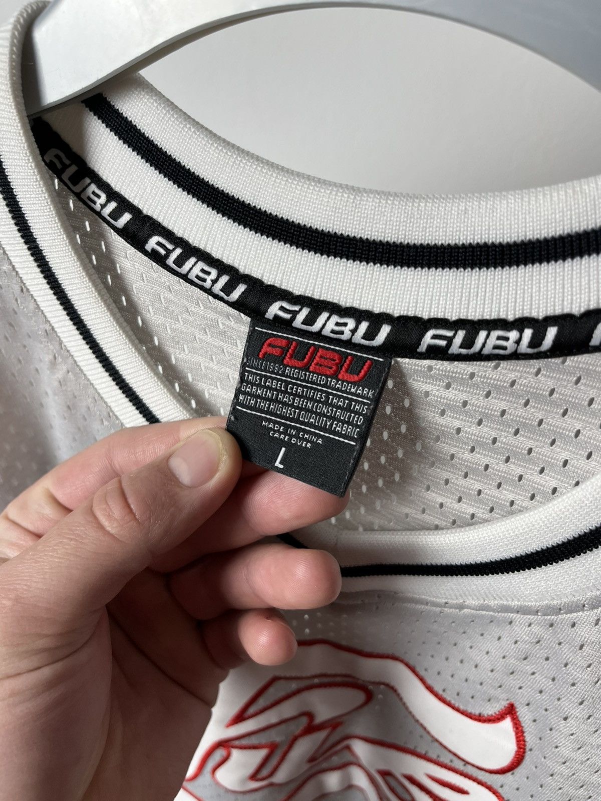 Fubu FUBU 05 Jersey Style Mesh Shirt White Red Hip Hop Y2K Size L Size US L / EU 52-54 / 3 - 5 Thumbnail