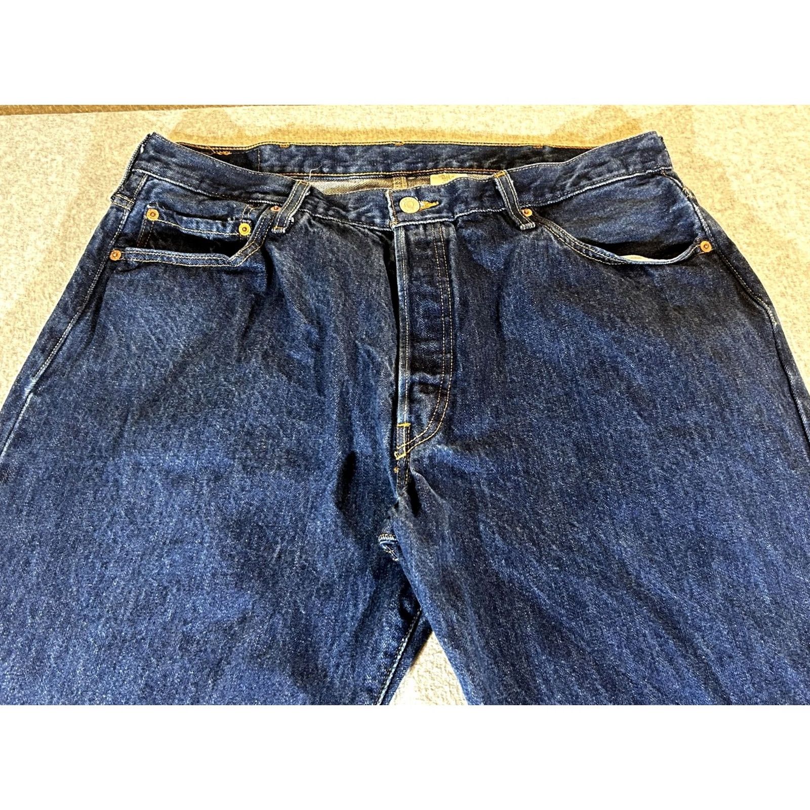 Levi's Levi's 501 Jeans Men Regular Straight Dark 38x32 Denim Button Fly Vintage Y2K Logo Back Patch Pockets Size US 38 / EU 54 - 2 Thumbnail