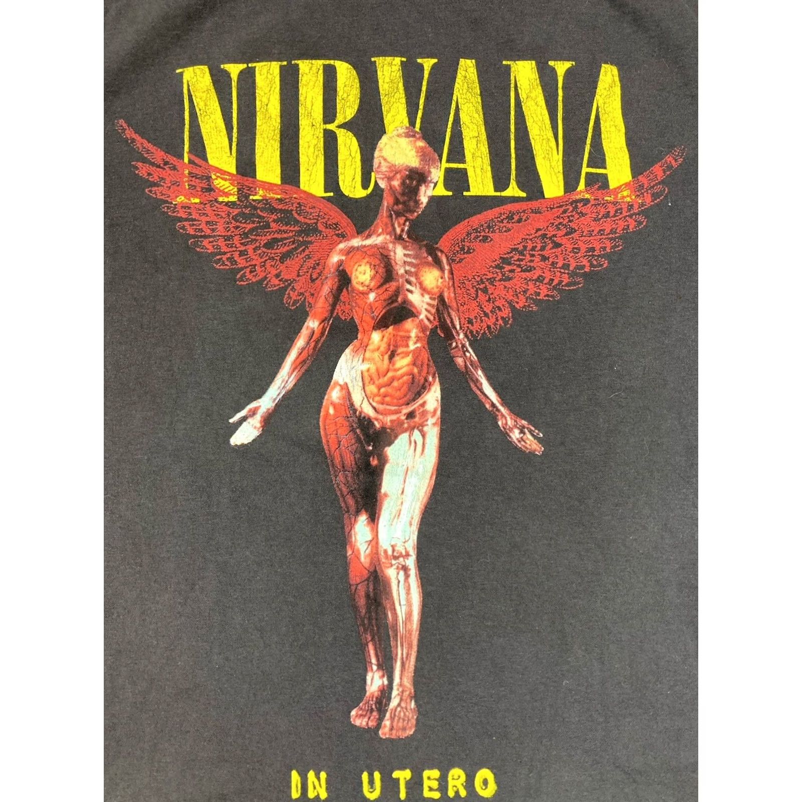 Vintage Nirvana In Utero Graphic T-shirt Women Small Black Short Sleeve Distressed Music Size S / US 4 / IT 40 - 2 Thumbnail