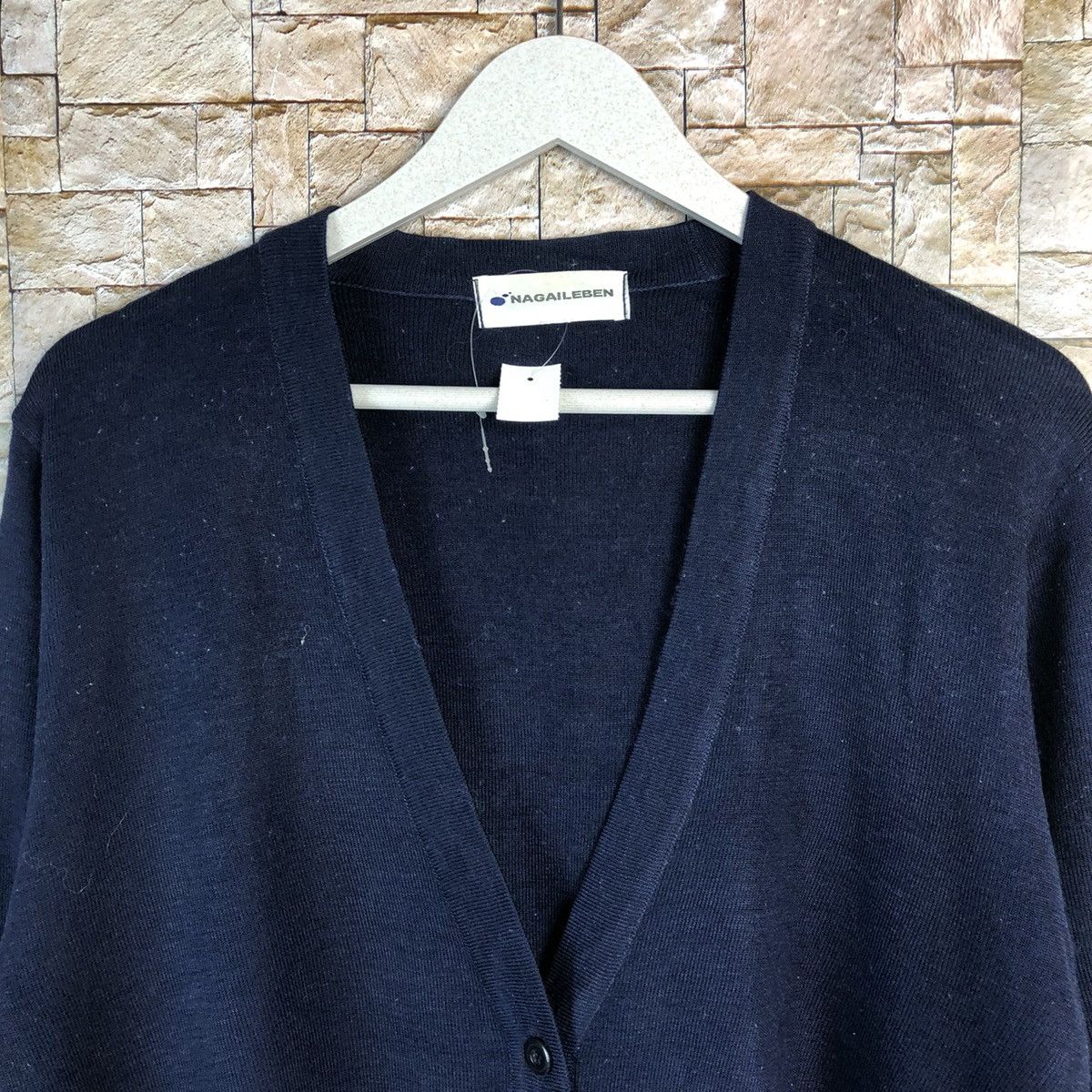 Homespun Knitwear × Japanese Brand Nagaileben Dark Blue Cardigan Knitwear #A856 Size US M / EU 48-50 / 2 - 4 Thumbnail