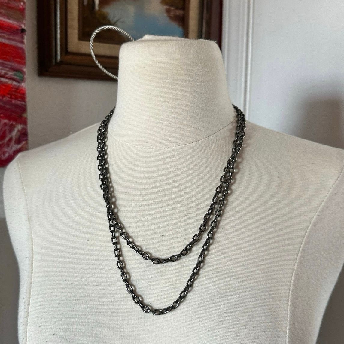 Other long black chain necklace can wrap around or be worn long Size ONE SIZE - 2 Thumbnail