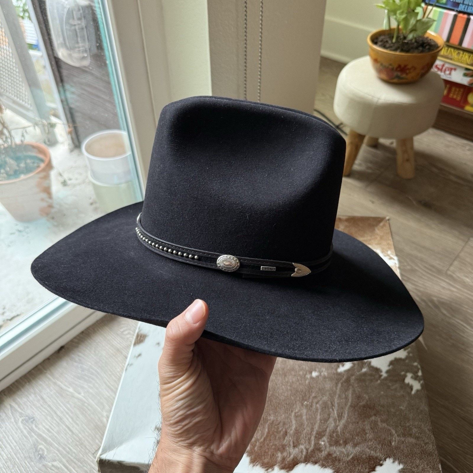 Vintage Vintage Resistol Black Cowboy Hat 4x Beaver Oval 6 7/8 L Size ONE SIZE - 3 Thumbnail