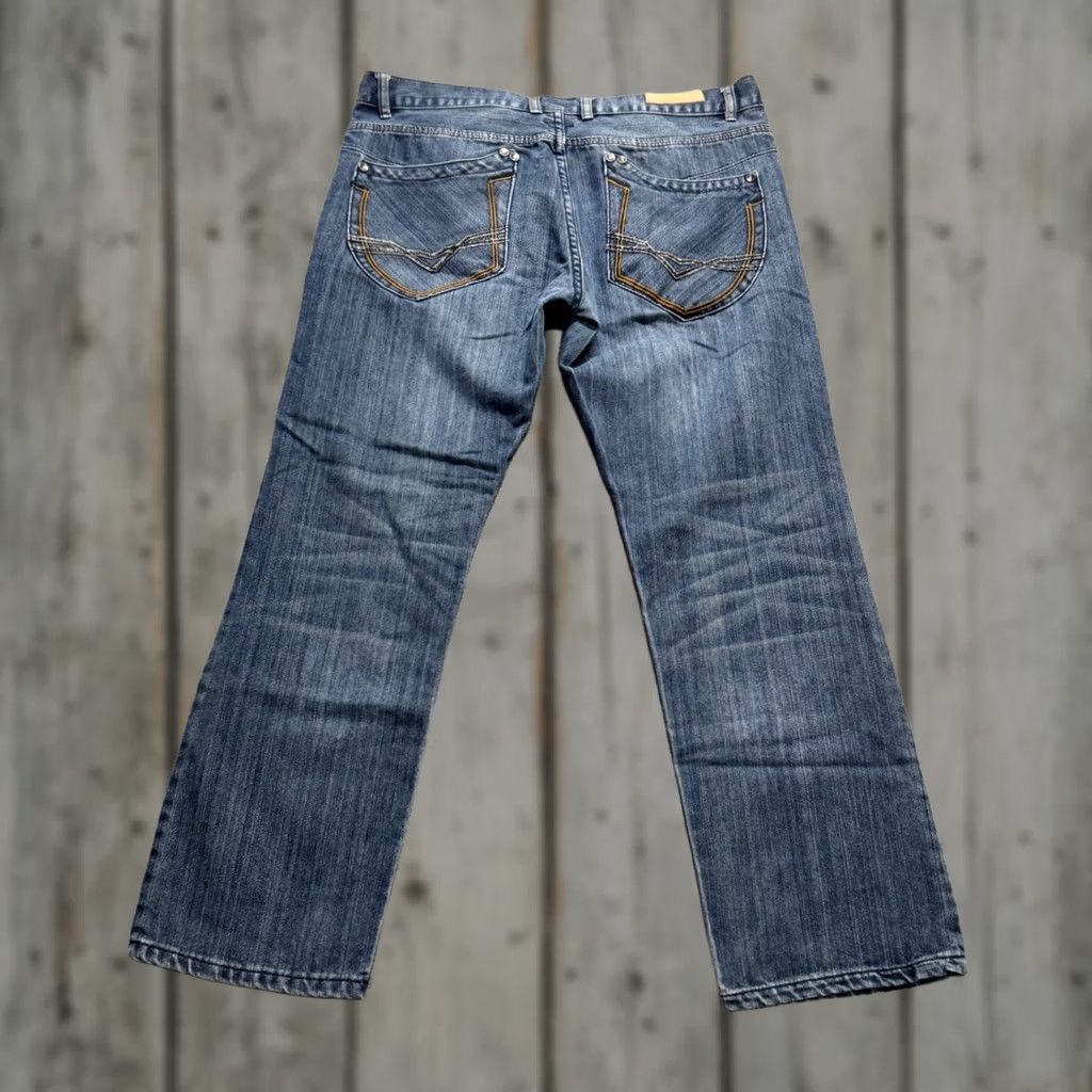 The Unbranded Brand Y2K F.U.S.A.I Jeans Men 36x30 Straight Light Wash Embroidered Blue Mens Jeans 36 Straight Blue Size US 36 / EU 52 - 1 Thumbnail