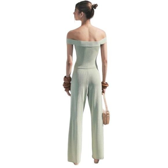 Cult Gaia NEW Cult Gaia Kimmy Knit Fitted Off Shoulder Top in Moonston Size L / US 10 / IT 46 - 4 Thumbnail