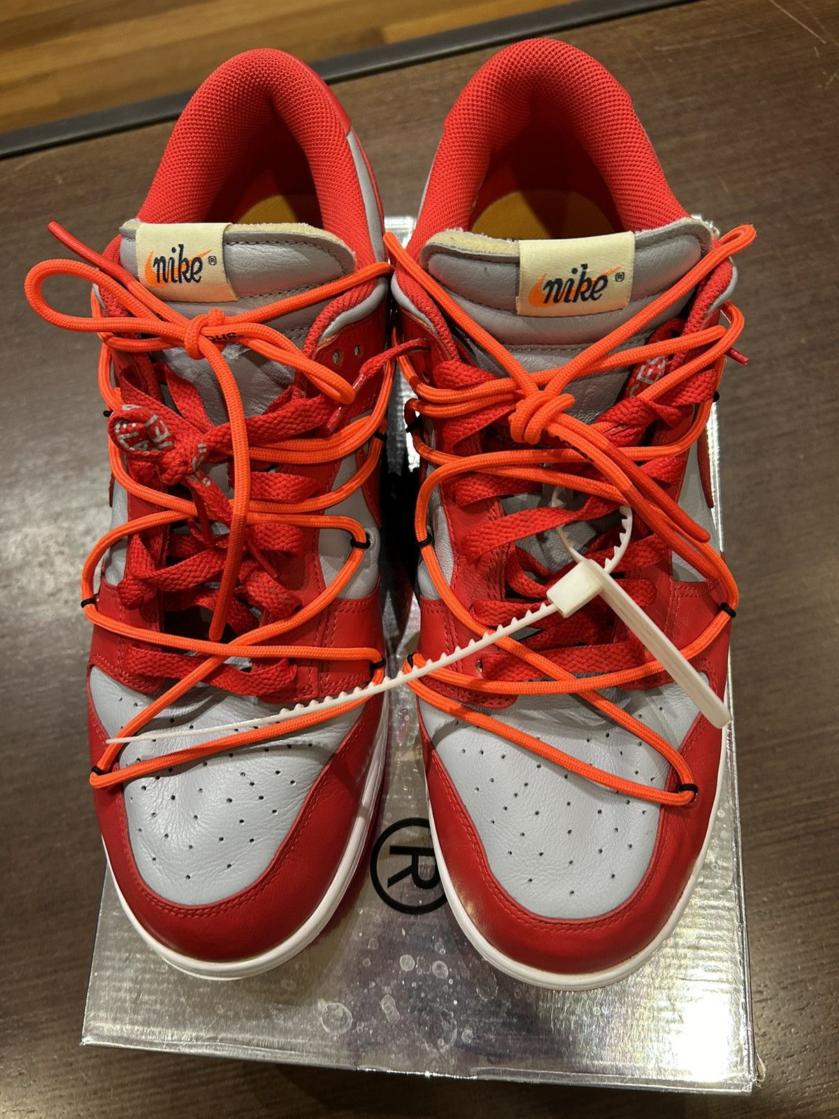 Nike × Off-White Off-White X Nike Dunk ‘University Red’ Size US 12.5 / EU 45-46 - 4 Thumbnail