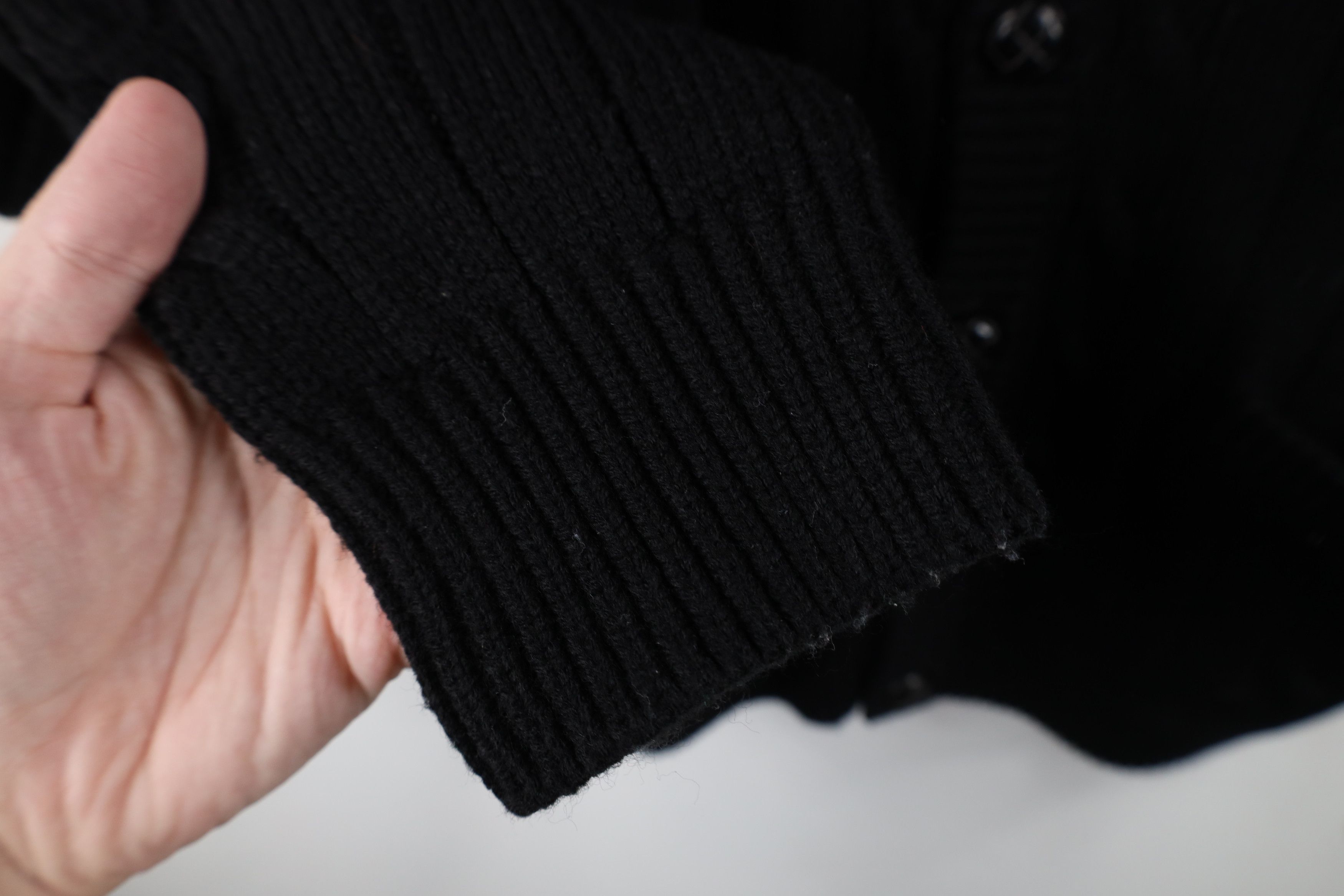Vintage Vintage 90s Streetwear Cable Knit Cardigan Sweater Black Size US L / EU 52-54 / 3 - 9 Thumbnail
