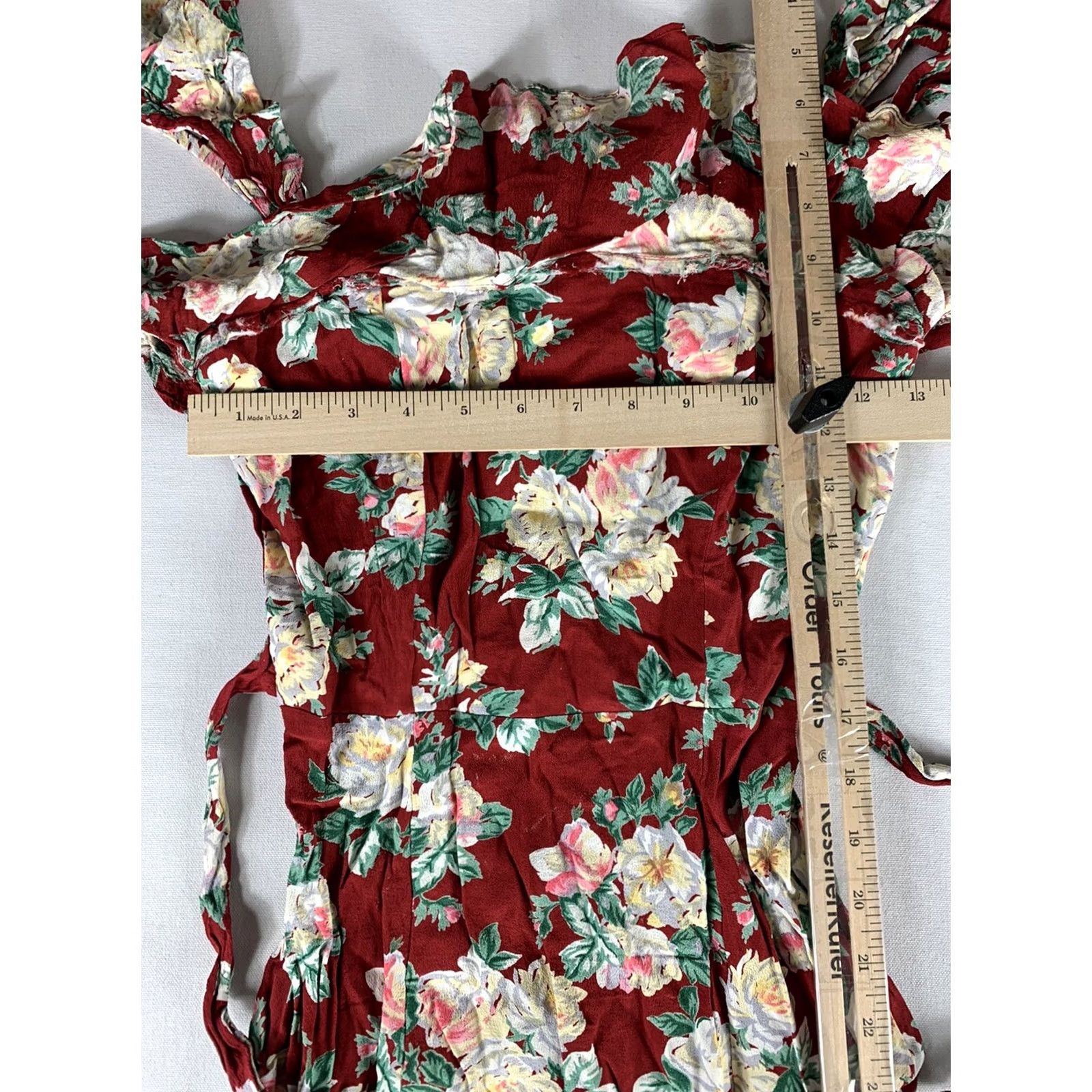Vintage PRIVACY PLEASE OFF THE SHOULDER MAXI DRESS Womens XS Red Roses Flowers Dress Long Solid Sleeveless Size XS / US 0-2 / IT 36-38 - 2 Thumbnail