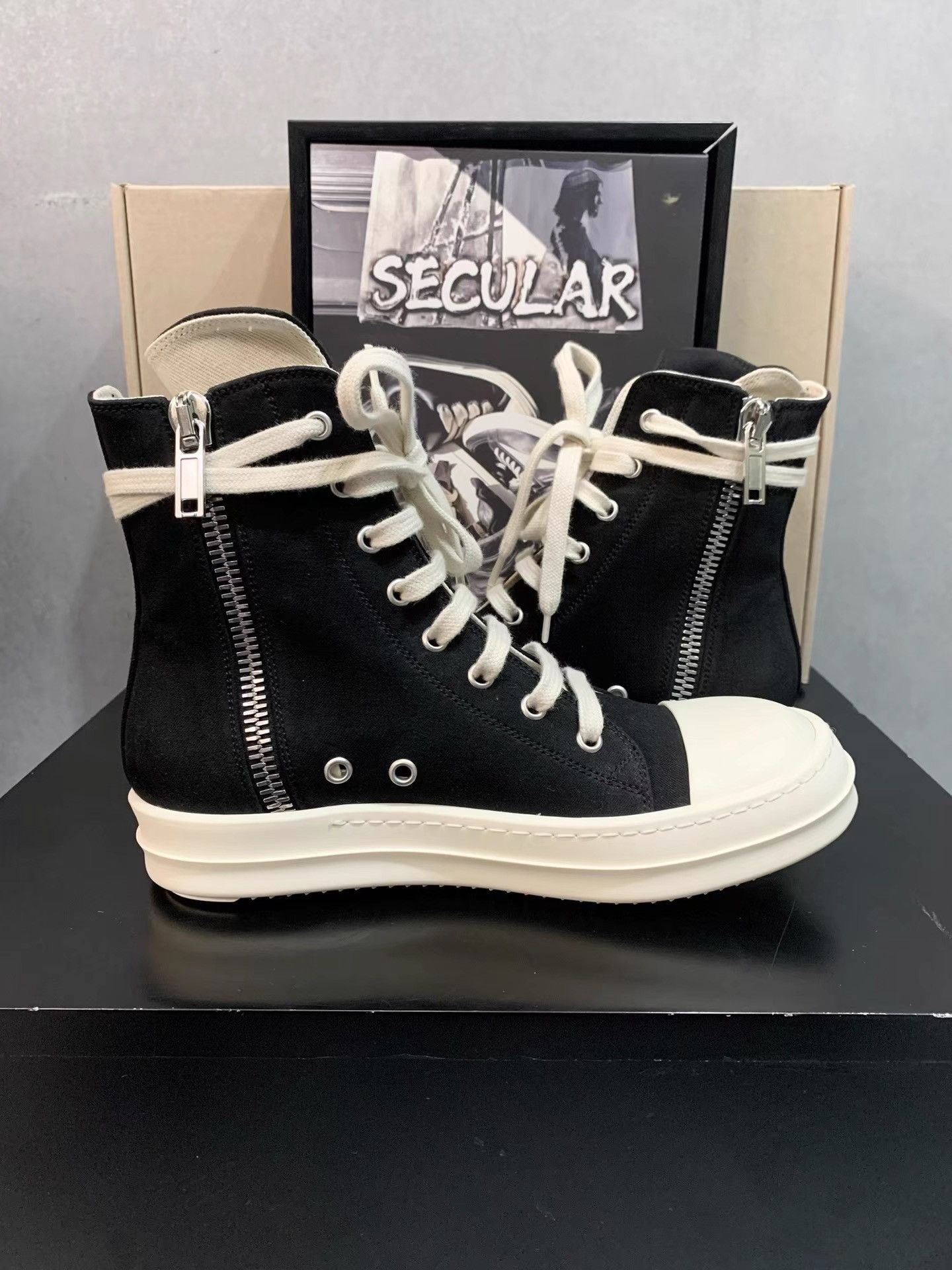 Rick Owens Rick Owens New DRKSHDW Canvas High Top Sneakers K34 Size US 6 / IT 36 - 5 Thumbnail