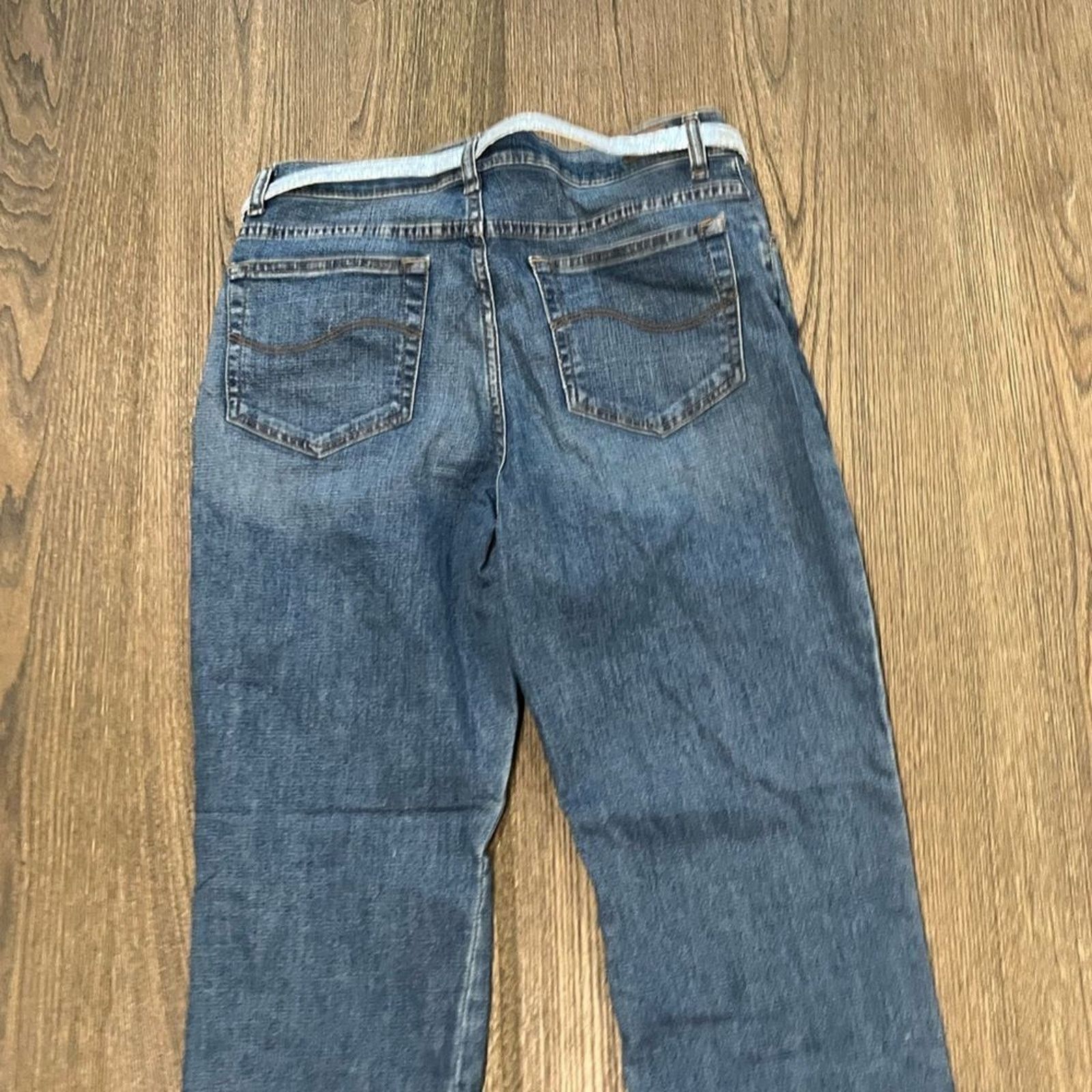 Lee Lee Girls Relaxed Fit Straight Leg Mid Rise Belted 10 Long Size 32" / US 10 / IT 46 - 8 Thumbnail