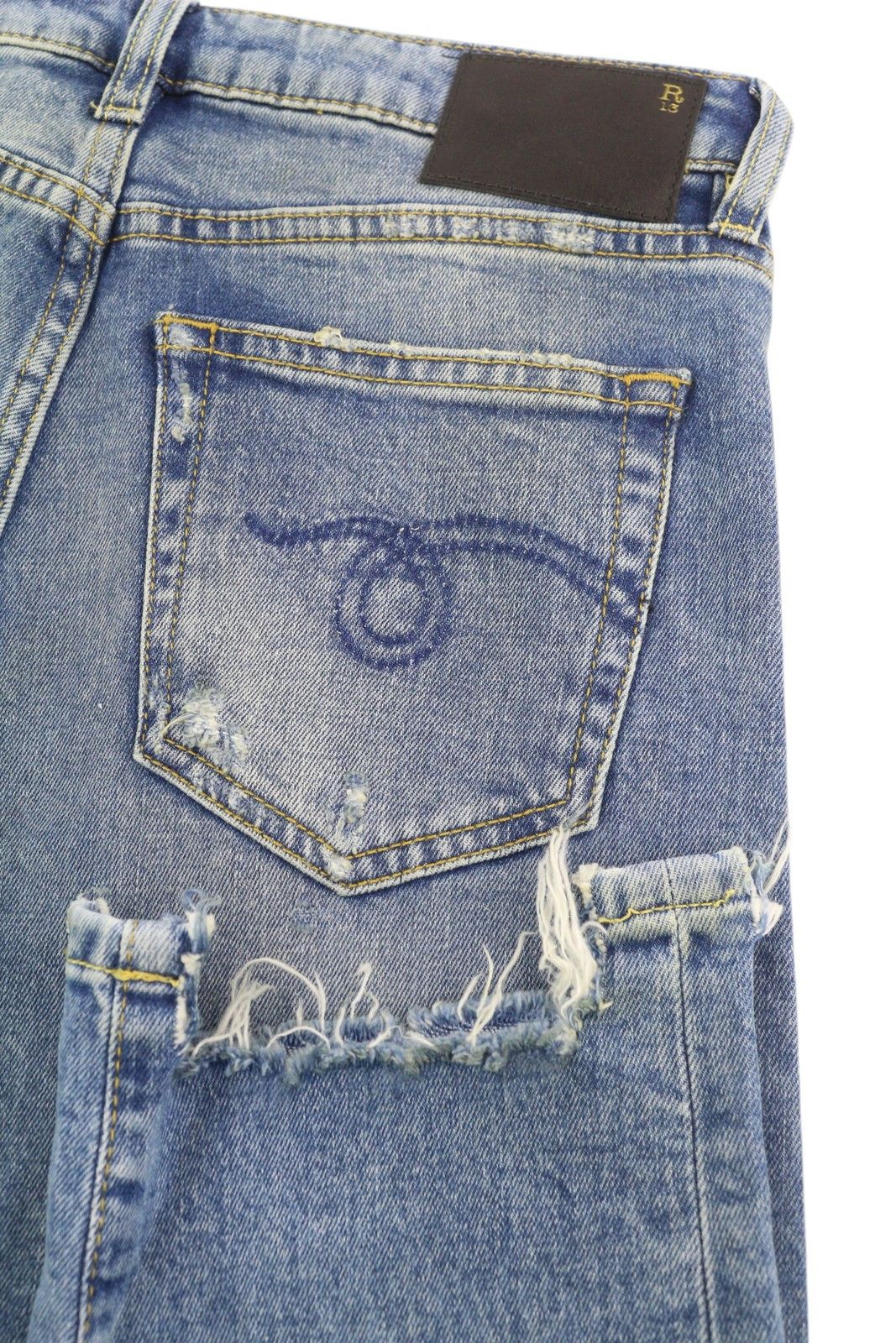 R13 BOY STRAIGHT 25 Jasper Stretch Ankle Length Distress 84433 Size 25" / US 0 / IT 36 - 6 Thumbnail