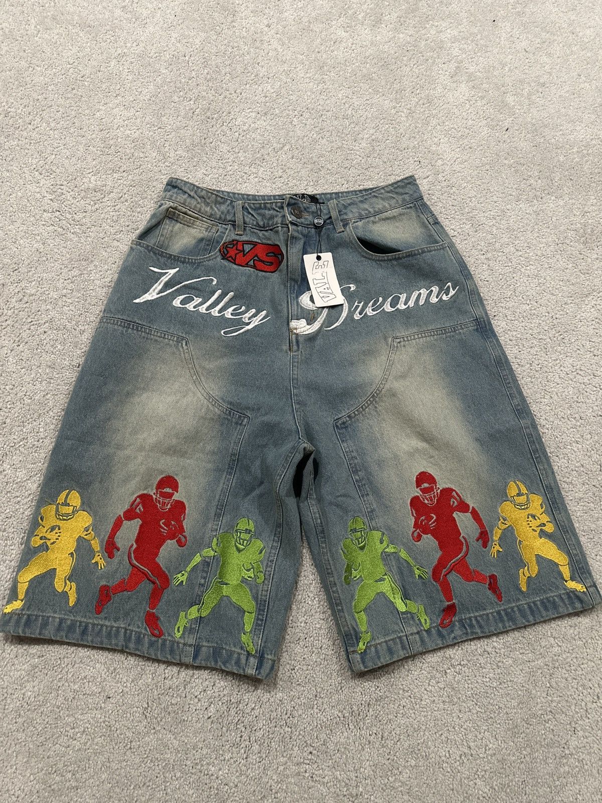 Vale Vale Football Blue Denim Shorts Size US 30 / EU 46 - 1 Thumbnail