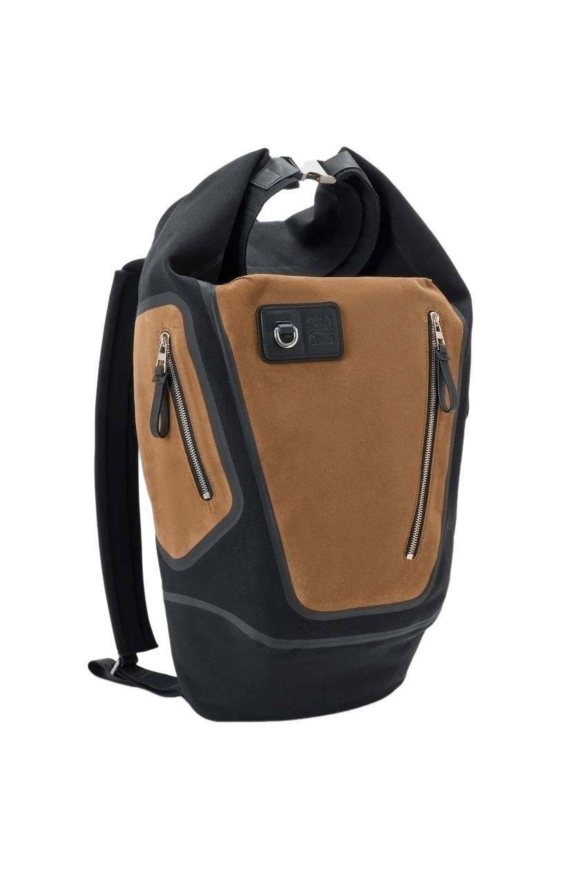 LOEWE Flex Roll-Top Black/Dark Gold Backpack