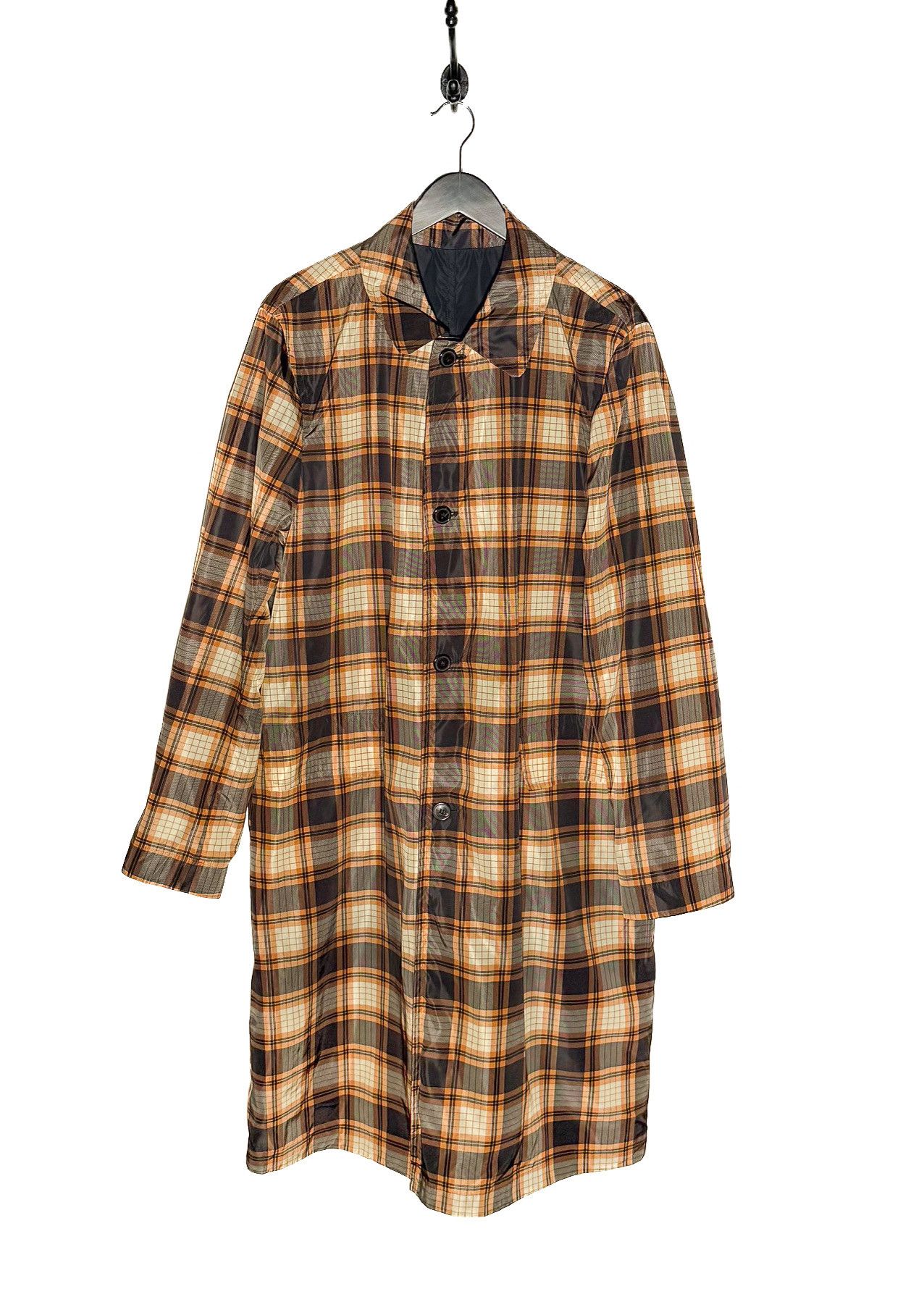 Dries Van Noten Reversible Nylon Checkered Pattern Car Coat