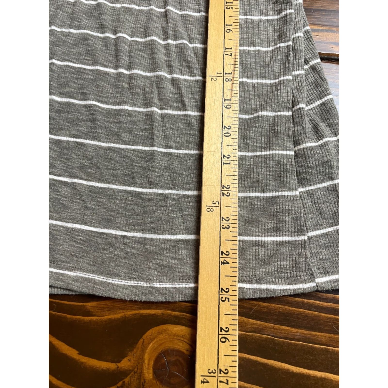 Vintage Maurices 24/7 T-Shirt Women's XXL Gray Heather White Stripes Ribbed Tee Shirt Size XXL / US 16-18 / IT 52-54 - 5 Thumbnail