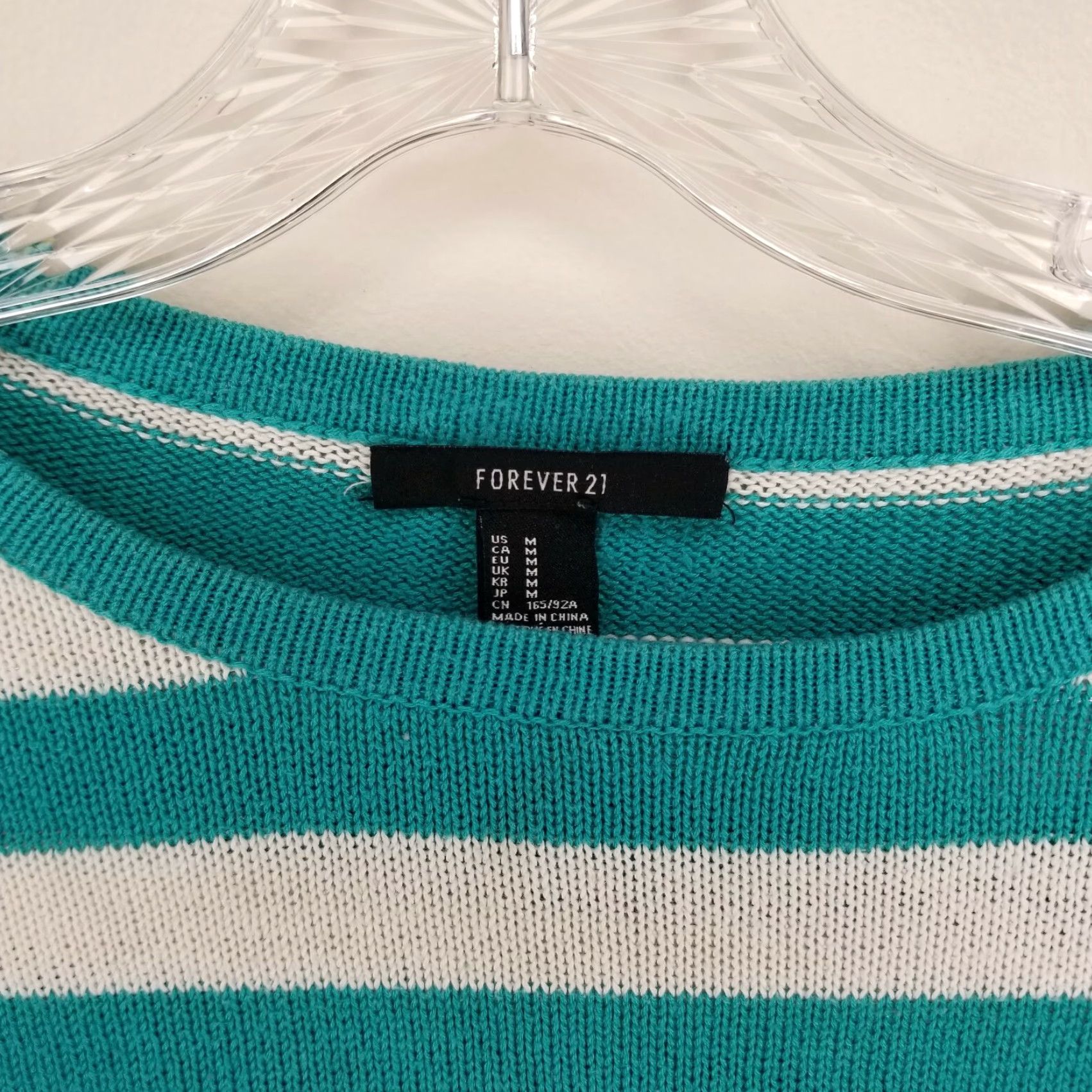 Forever 21 FOREVER 21 Womens Long Sleeve Green Striped Pullover Sweater Size M Size M / US 6-8 / IT 42-44 - 3 Thumbnail