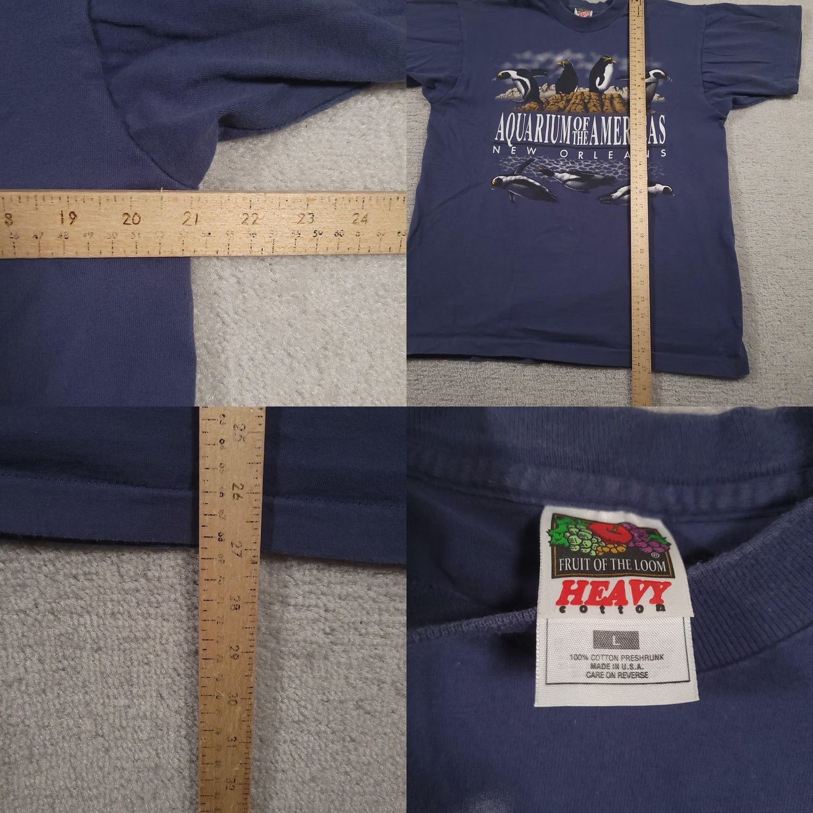 Fruit Of The Loom VINTAGE Aquarium of the Americas New Orleans Shirt Mens Large Tee 90s Made USA Navy Size US L / EU 52-54 / 3 - 8 Thumbnail