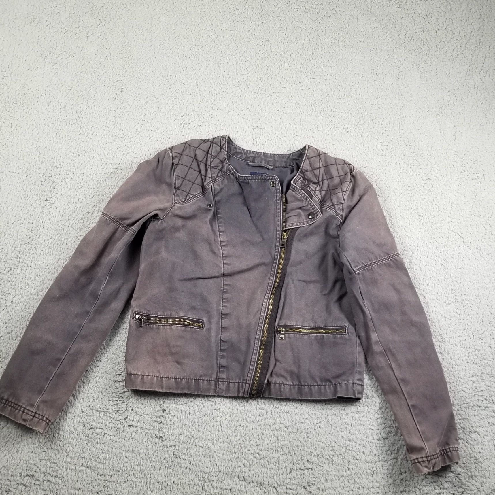 Gap GAP Women's Denim Moto Jacket Size S Gray Casual Biker All Seasons Size S / US 4 / IT 40 - 3 Thumbnail
