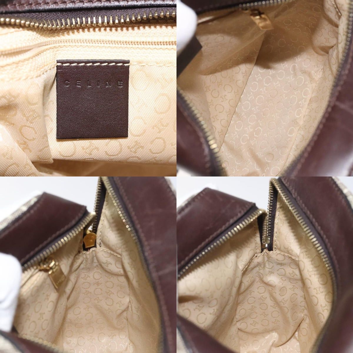 Celine CELINE C Macadam Canvas Hand Bag Brown Gold Size ONE SIZE - 11 Thumbnail
