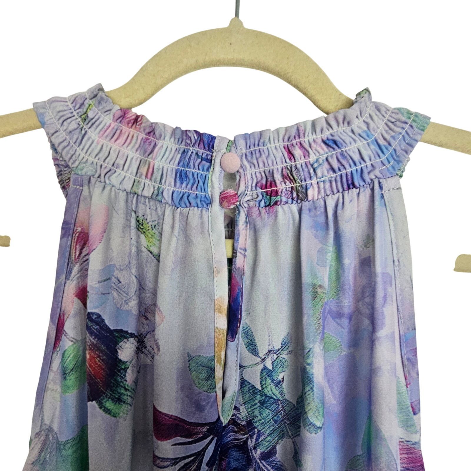 Corridor Torrid Blouse Purple Floral Print Cold Shoulder Top 1X Size XL / US 12-14 / IT 48-50 - 9 Thumbnail