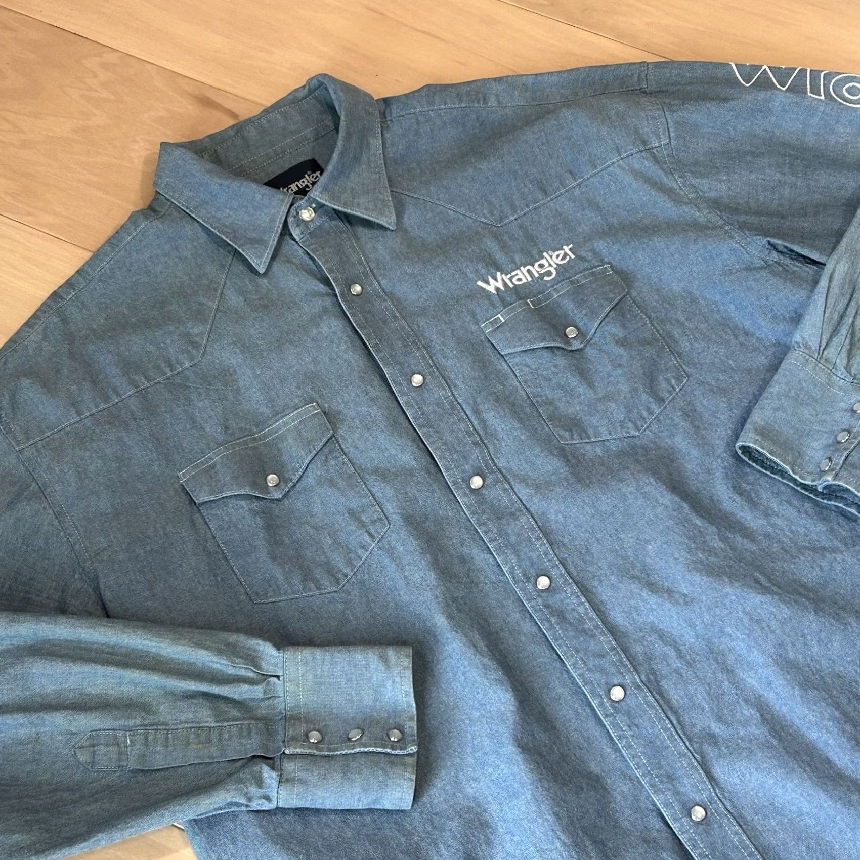 Wrangler Wrangler Western Snap Shirt Long Sleeve Distressed Men’s XL Logo Size US XL / EU 56 / 4 - 2 Thumbnail
