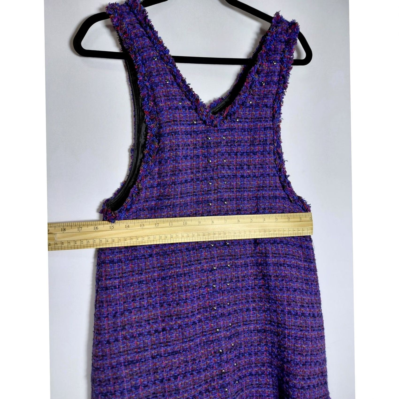 Zara ZARA Tweed Plaid Wool Blend Tank Top Women Size 13-14 Purple Sleeveless Size XL / US 12-14 / IT 48-50 - 5 Thumbnail