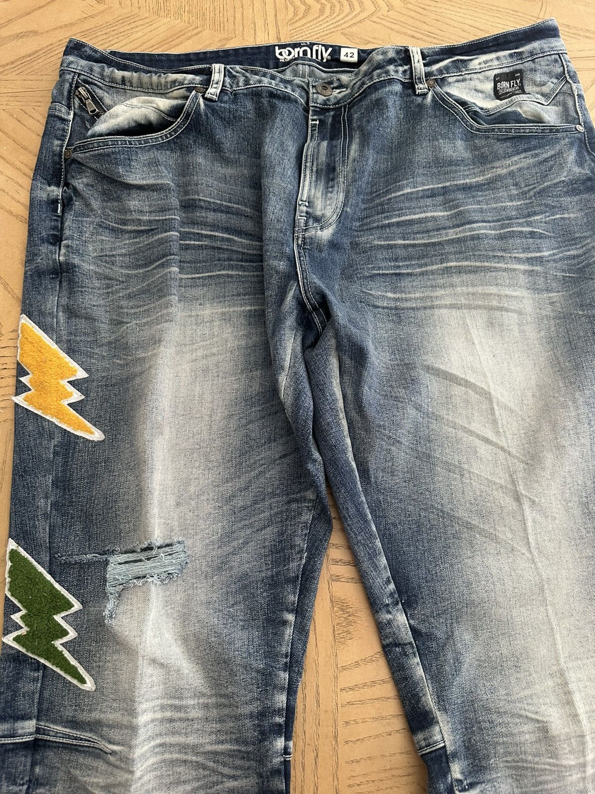 Born Fly Bornfly men's jeans featuring a distressed blue Size US 42 / EU 58 - 5 Thumbnail