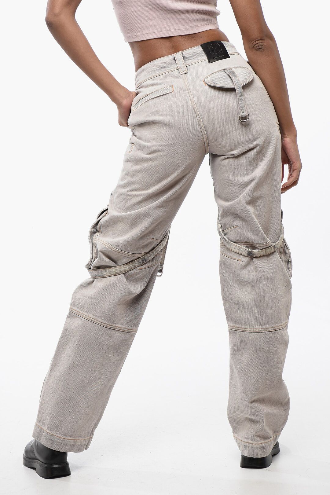 Off-White og1mm1125 Bleached Effect Baggy Fit Cargo Pant Purple/Grey Size 27" / US 4 / IT 40 - 2 Thumbnail