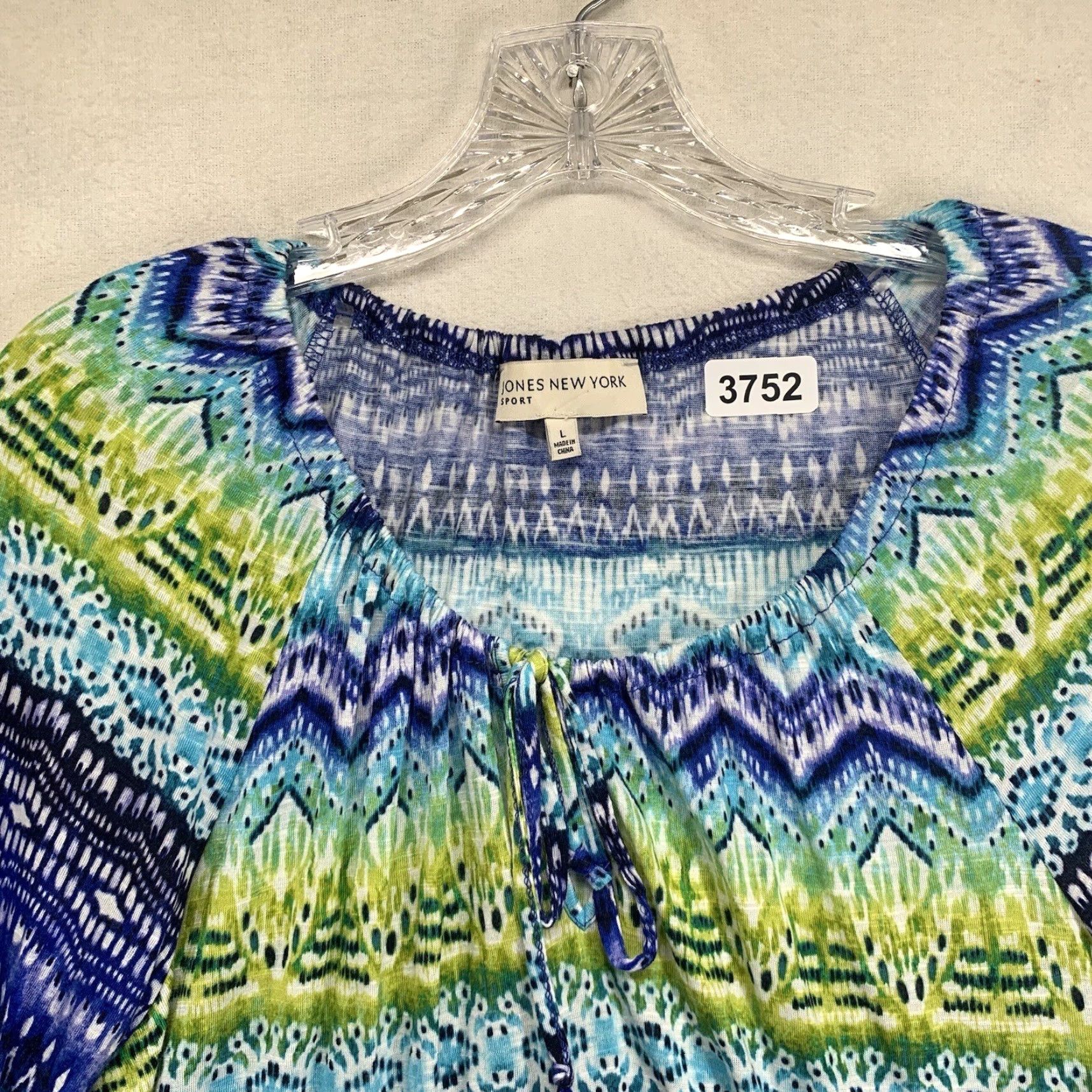 Jones New York Jones New York Sport Women's Blouse Large Multicolor Geometric Casual 3/4 Sleeve Viscose Size L / US 10 / IT 46 - 4 Thumbnail