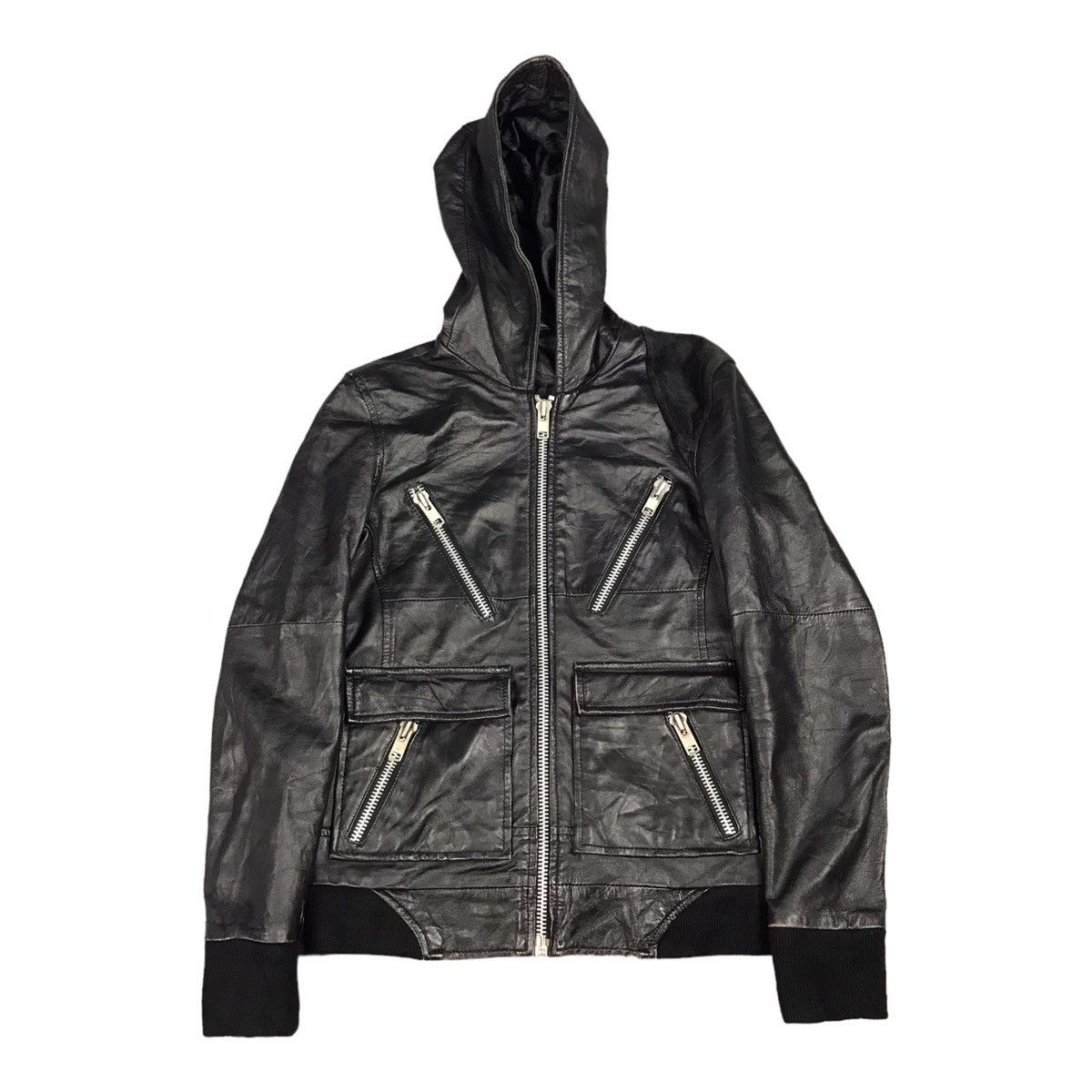 LEATHER ZIPPER HOODIES JACKET PUNK LGB STYLE JACKET