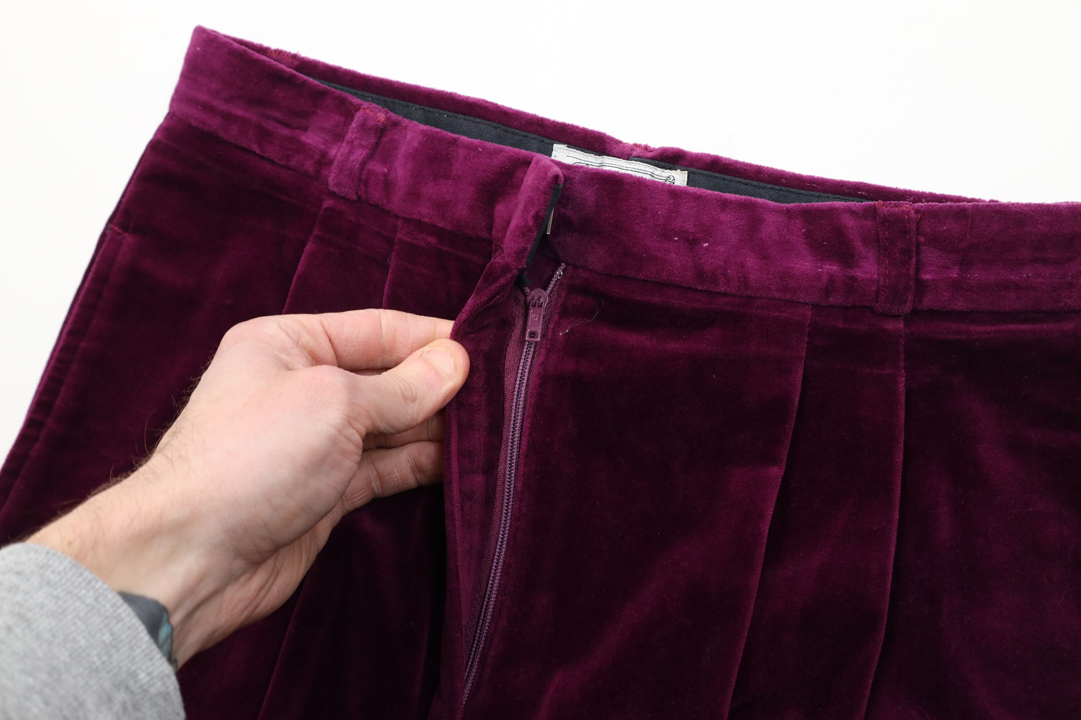 Vintage Vintage 90s Streetwear Wide Leg Velvet Velour Pants Purple Size 36" / US 14 / IT 50 - 7 Thumbnail