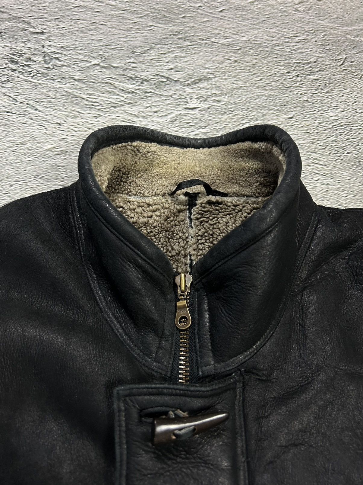 Marc Buchanan Pelle Pelle leather jacket sherpa fur black big logo 90s Size US XL / EU 56 / 4 - 6 Thumbnail