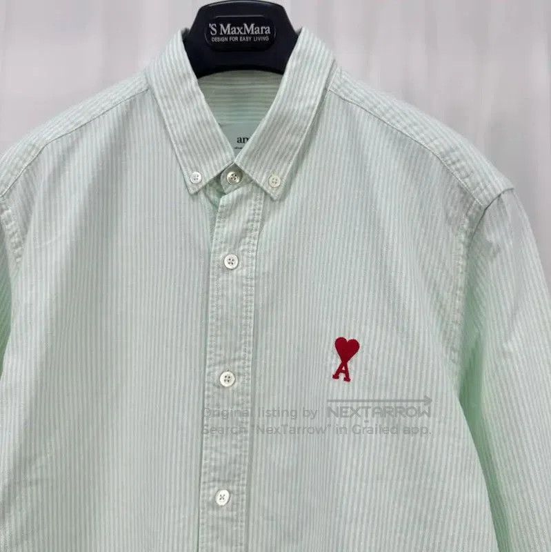 AMI AMI Light Green Long Sleeve Embroidered Shirt . Size L / US 10 / IT 46 - 3 Thumbnail