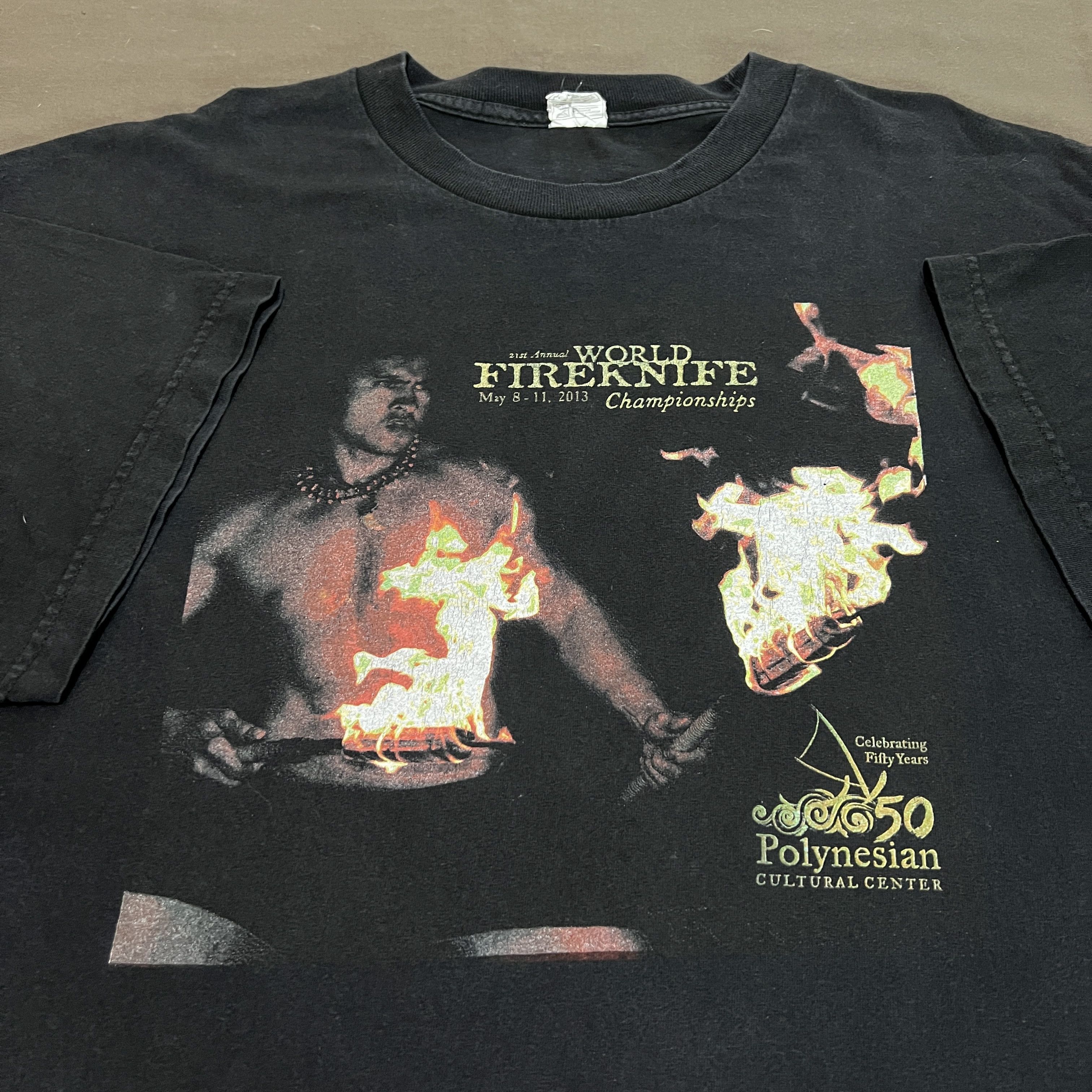 Vintage Y2K World fire knife 2XL Hawaiian warrior graphic streetwear Size US XXL / EU 58 / 5 - 1 Thumbnail
