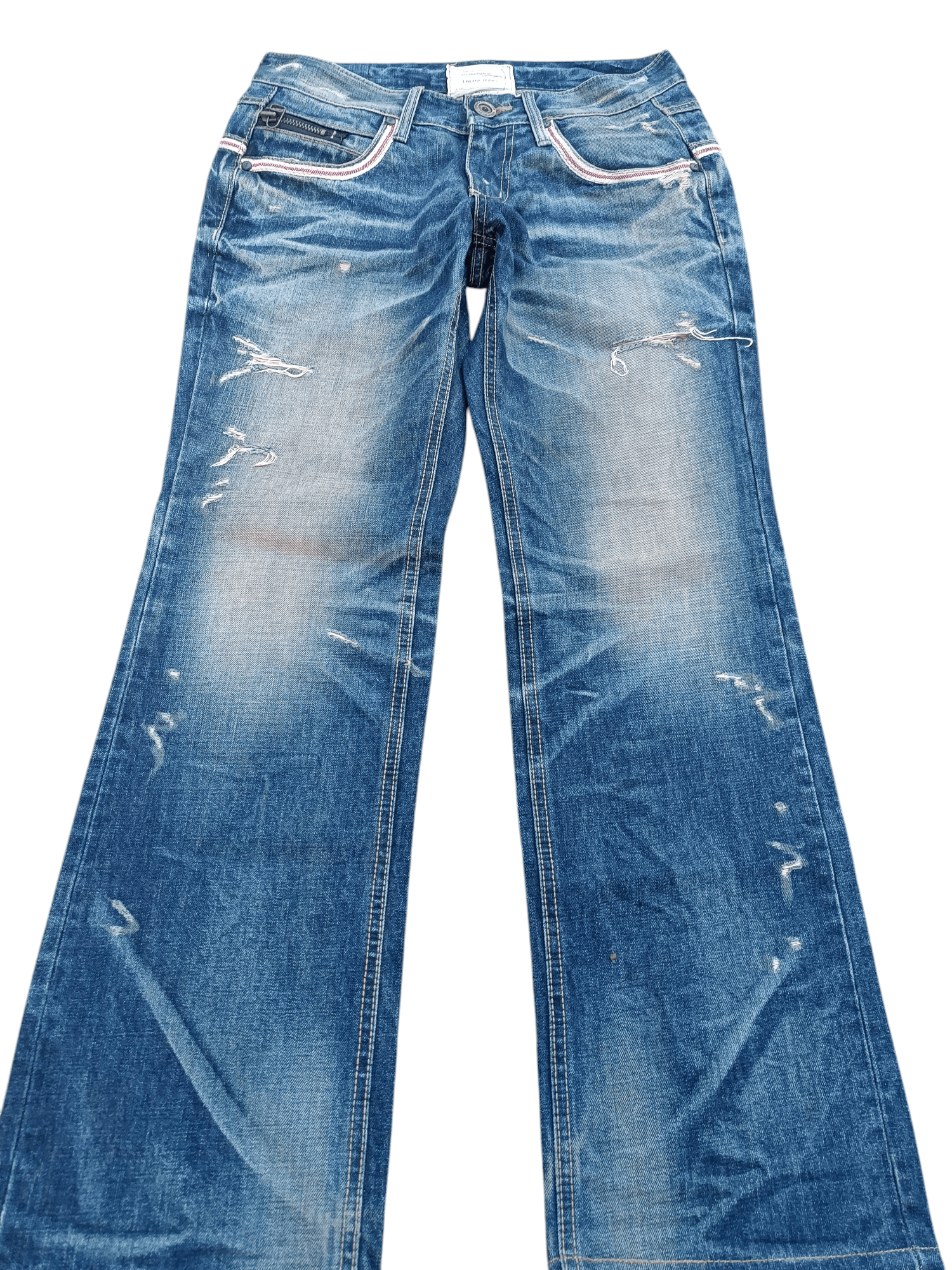 Designer FLARED💥 LOLITA JEANS DISTRESSED WHISKERS DENIM Size US 32 / EU 48 - 2 Thumbnail