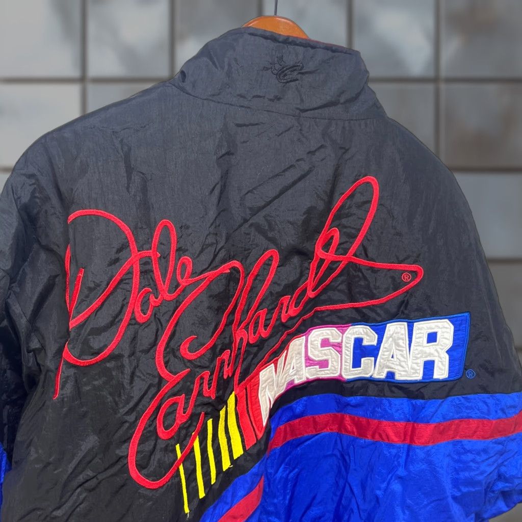 NASCAR VINTAGE NASCAR Dale Earnhardt Jacket XL Men Windbreaker 90s Black Nylon Zip Embroidered Logo Size US XL / EU 56 / 4 - 1 Thumbnail