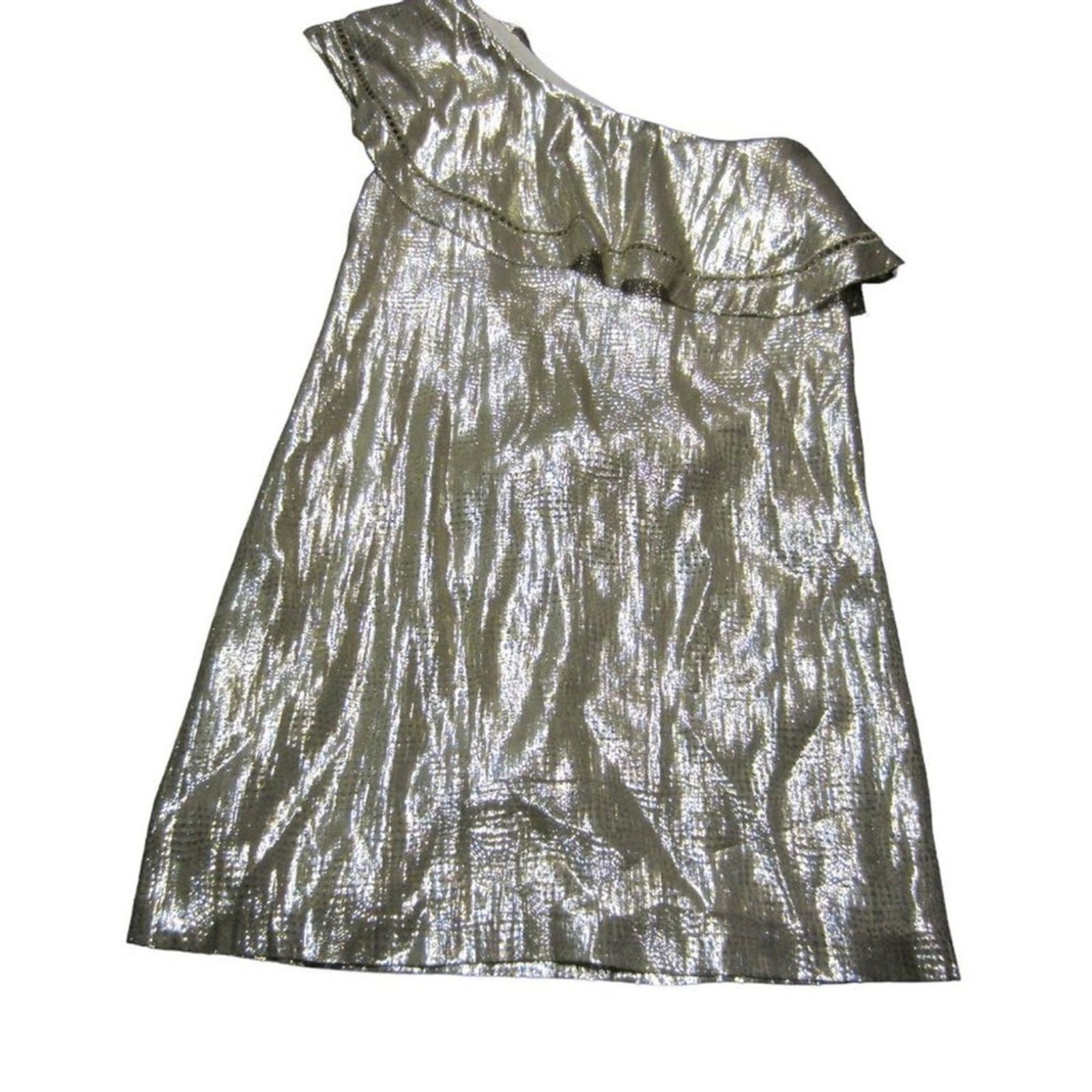 Rachel Zoe Rachel Zoe Silver One Shoulder Metallic Silk Blend Mini 2 Size XS / US 0-2 / IT 36-38 - 8 Thumbnail