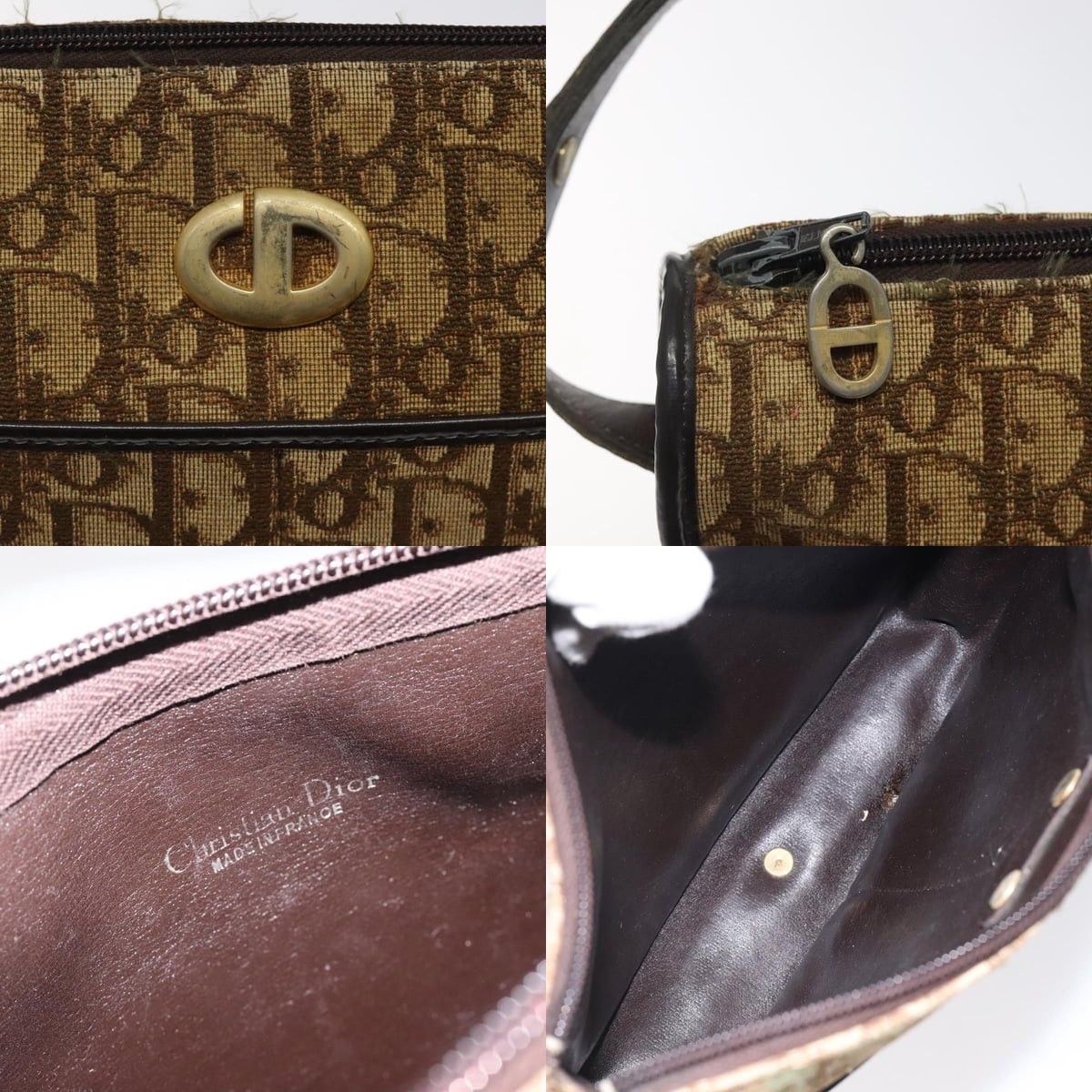 Dior DIOR Trotter Canvas Shoulder Bag Brown Gold Size ONE SIZE - 11 Thumbnail