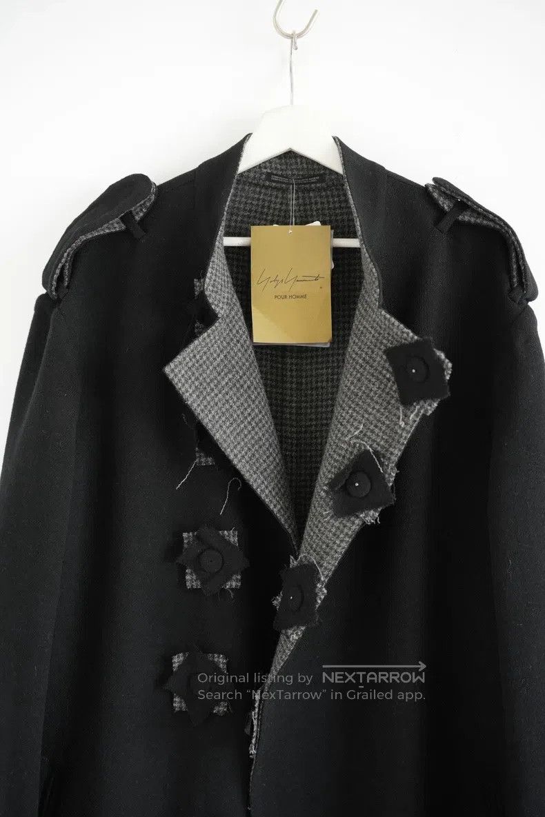 Yohji Yamamoto YOHJI YAMAMOTO Checked Tweed Wool Coat with Buckle Size US L / EU 52-54 / 3 - 3 Thumbnail
