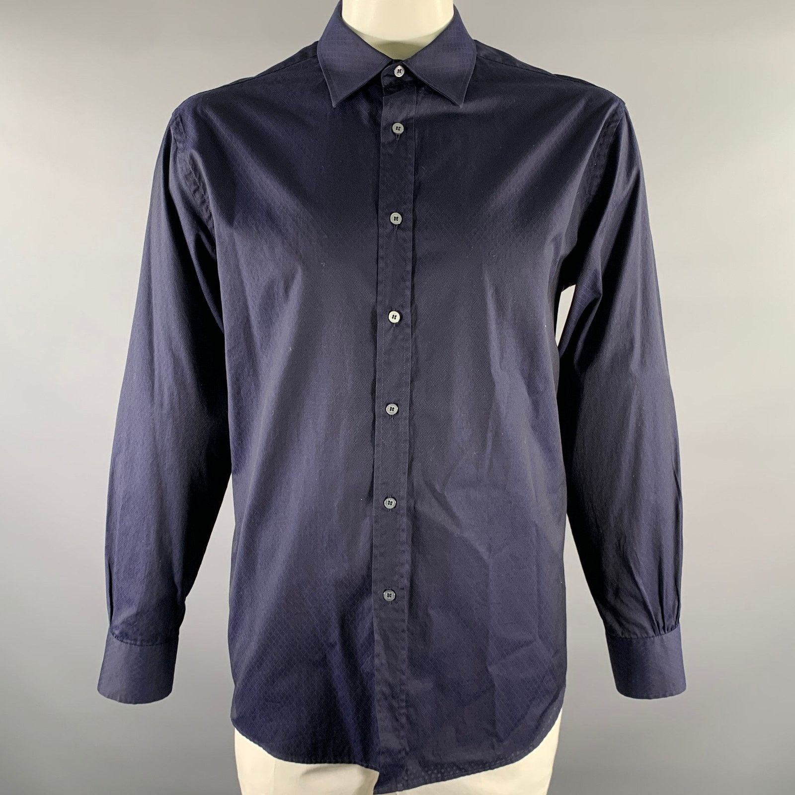 Paul Smith PAUL SMITH Size XL Navy Geometric Cotton Long Sleeve Shirt Size US XL / EU 56 / 4 - 1 Thumbnail