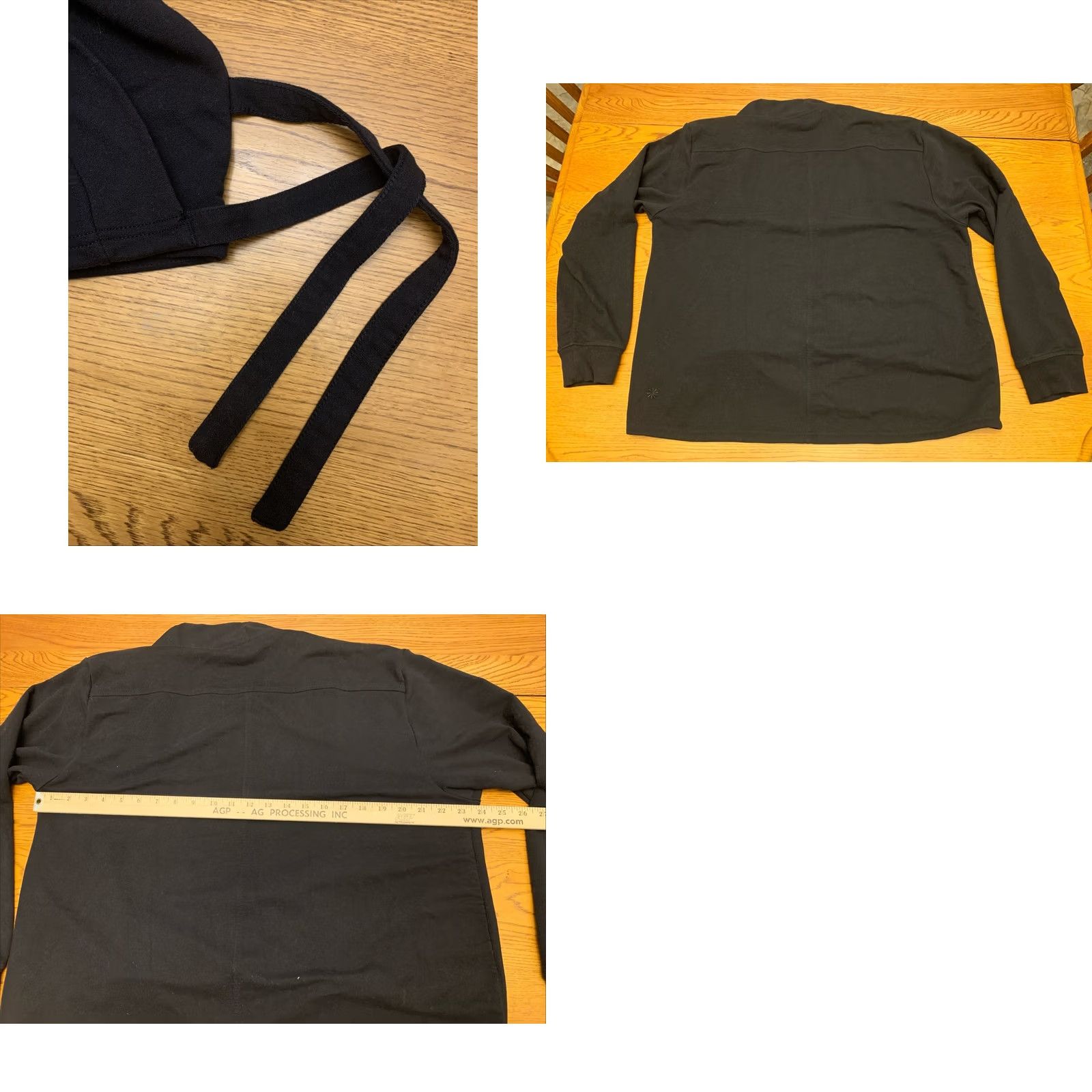 Athleta Athleta Shirt Ladies L Black Wrap L/S Top with ties stretch 1798 Size L / US 10 / IT 46 - 8 Thumbnail